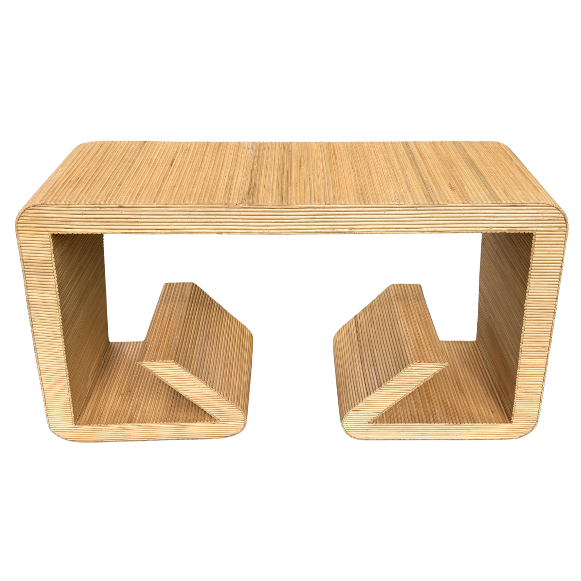 Modern Coastal Waterfall Rattan Console Table