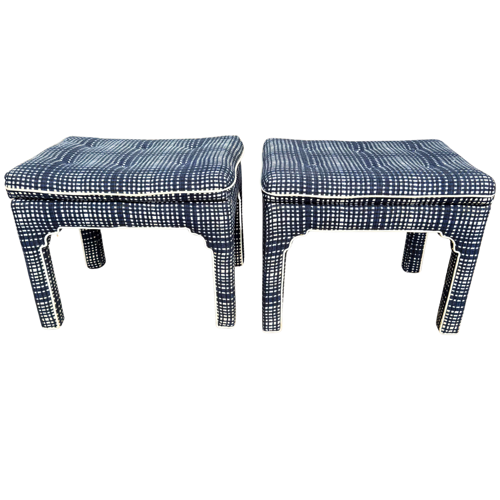 Vintage Blue & White Billy Baldwin Style Stools