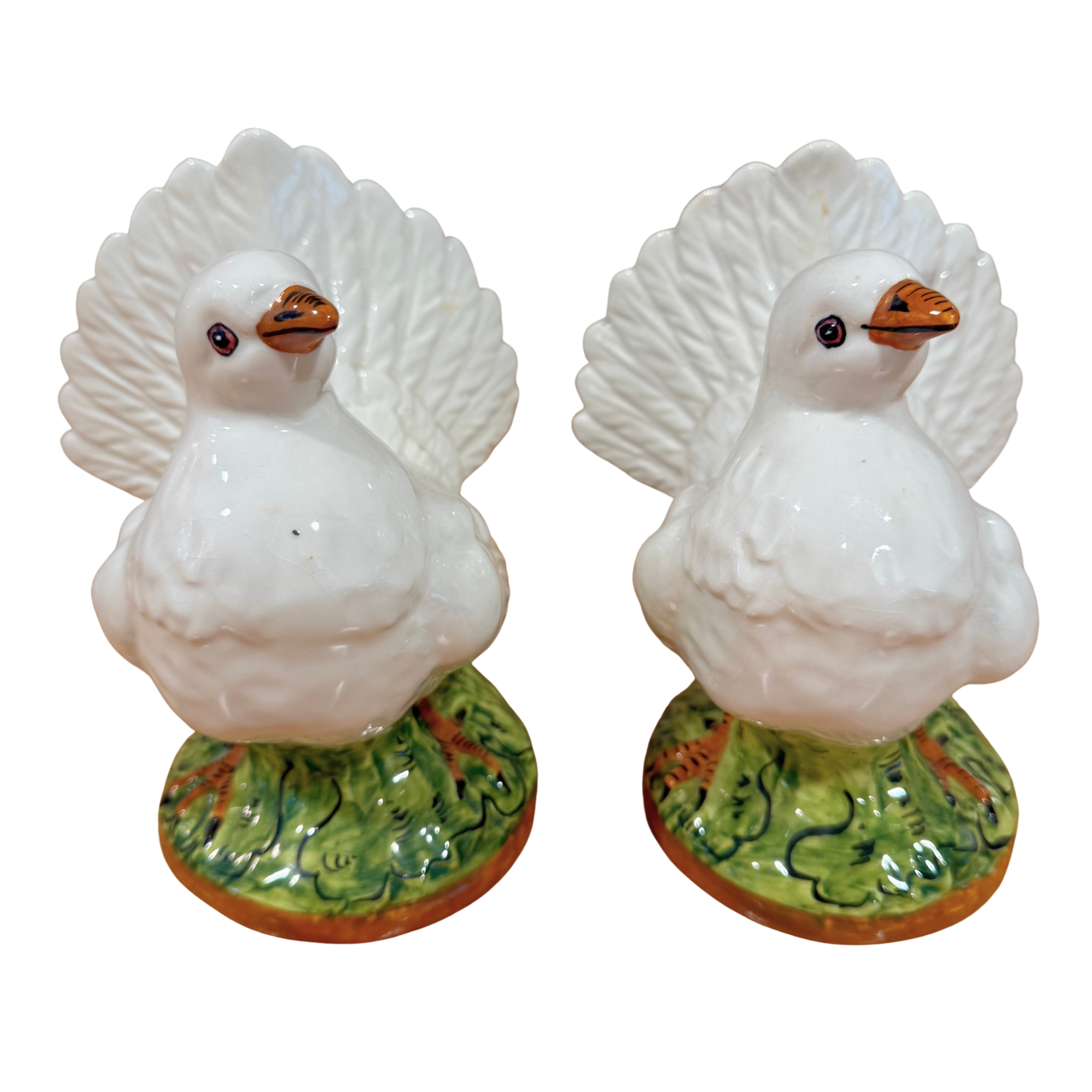 Vintage Italian Ceramic Dove Birds - A Pair