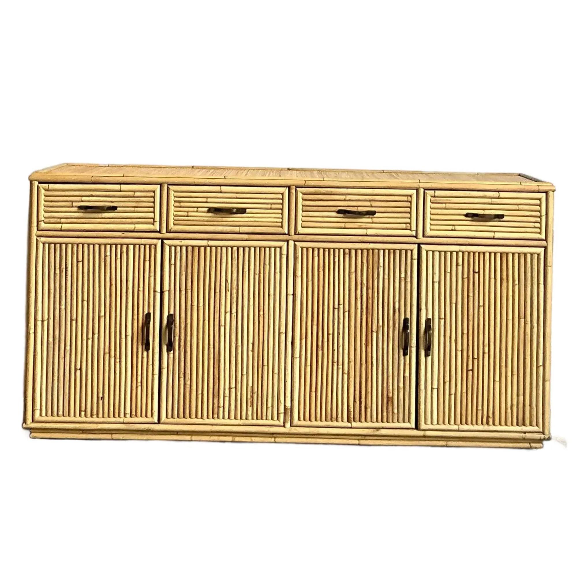 Vintage Coastal Bamboo Credenza