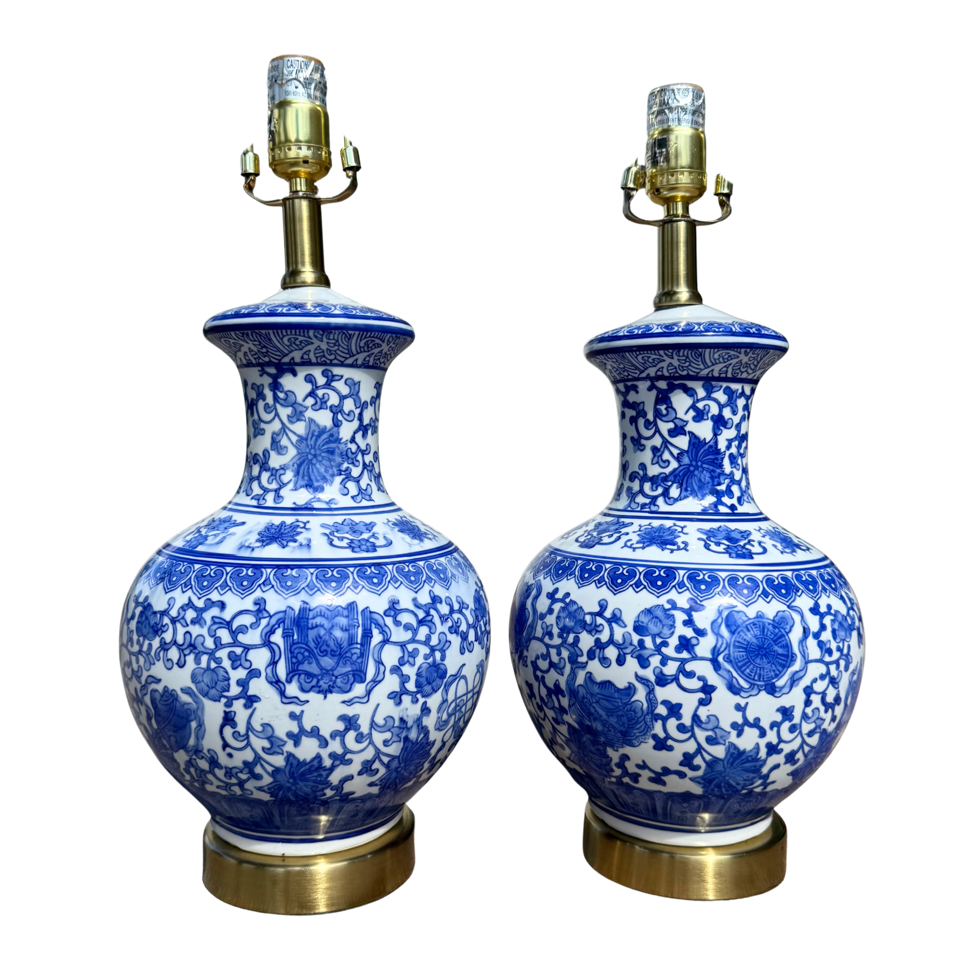 Blue & White Porcelain Ginger Jar Lamps – A Pair