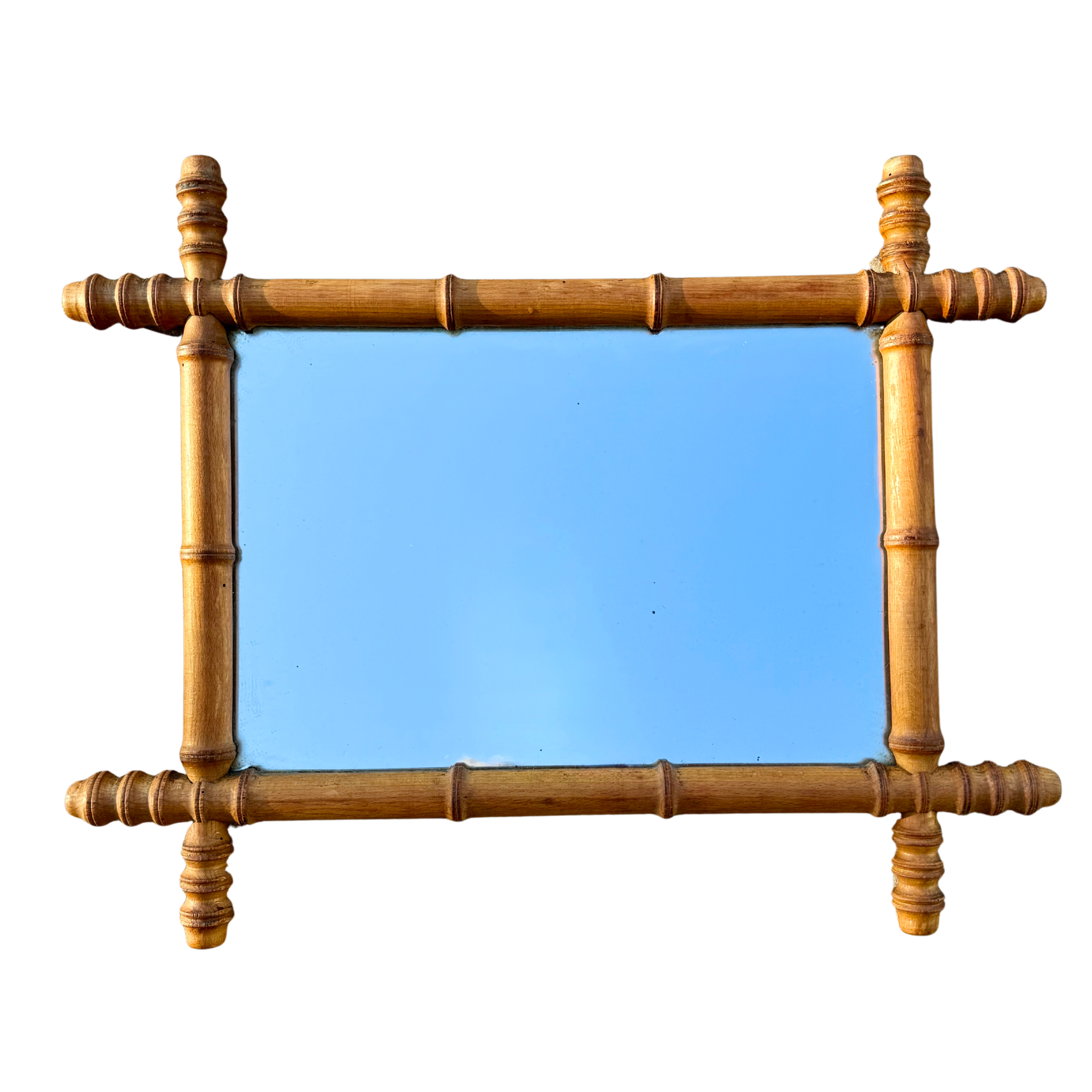 Vintage French Faux Bamboo Wall Mirror