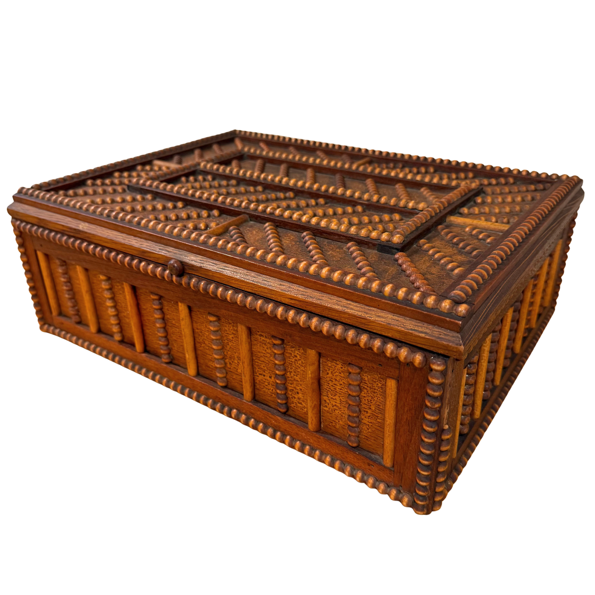 Vintage Handmade Wooden Tramp Art Box