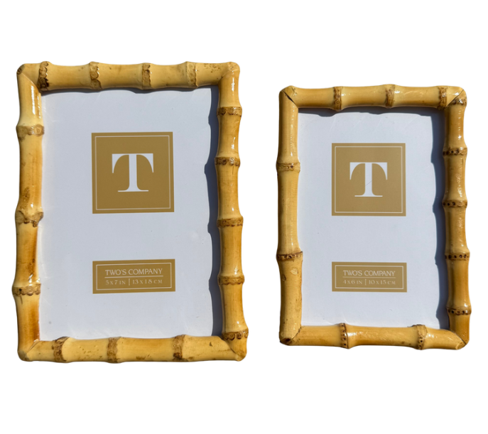 Natural Lacquered Bamboo Picture Frames - Set of 2