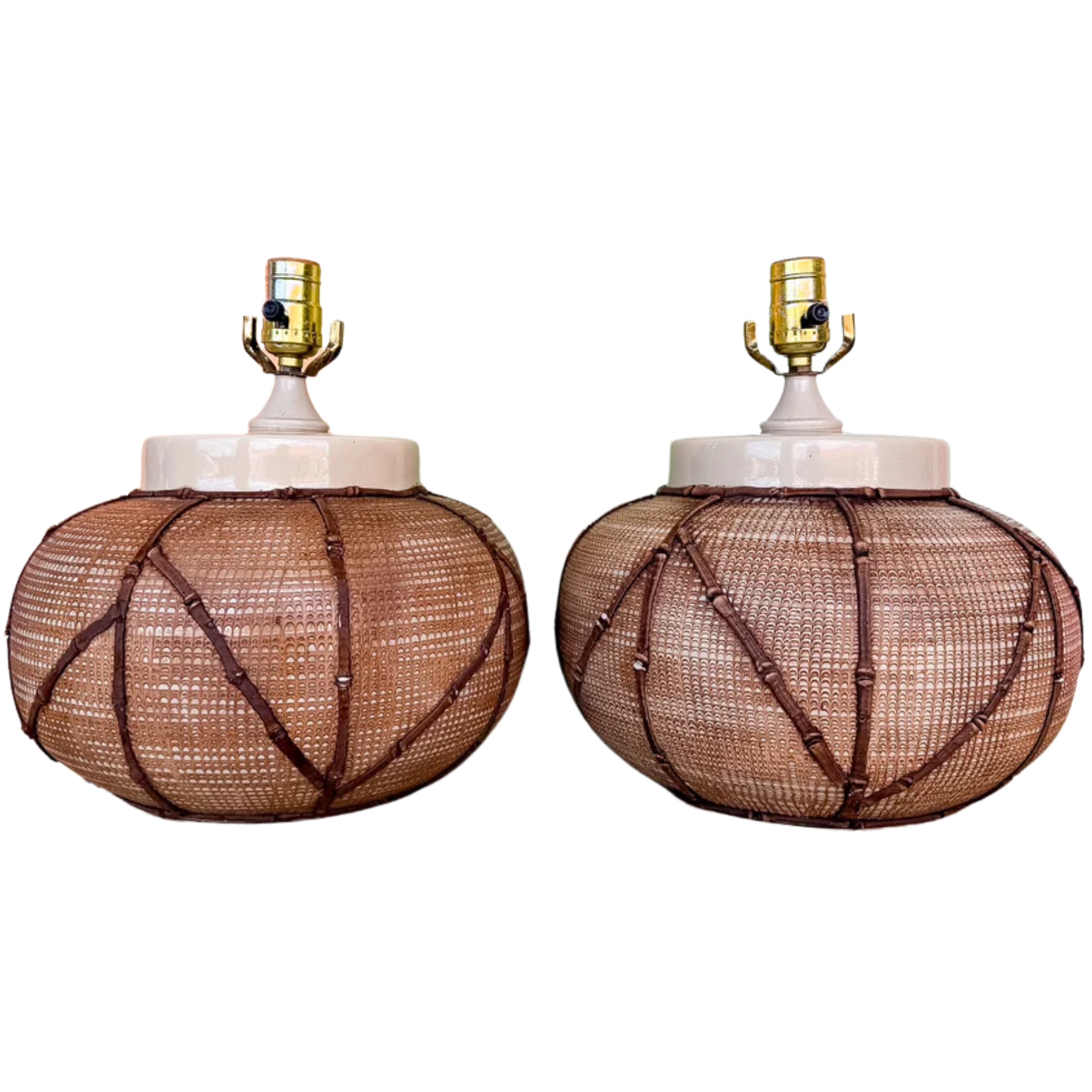 Vintage Woven Style Icing Lamps - A Pair