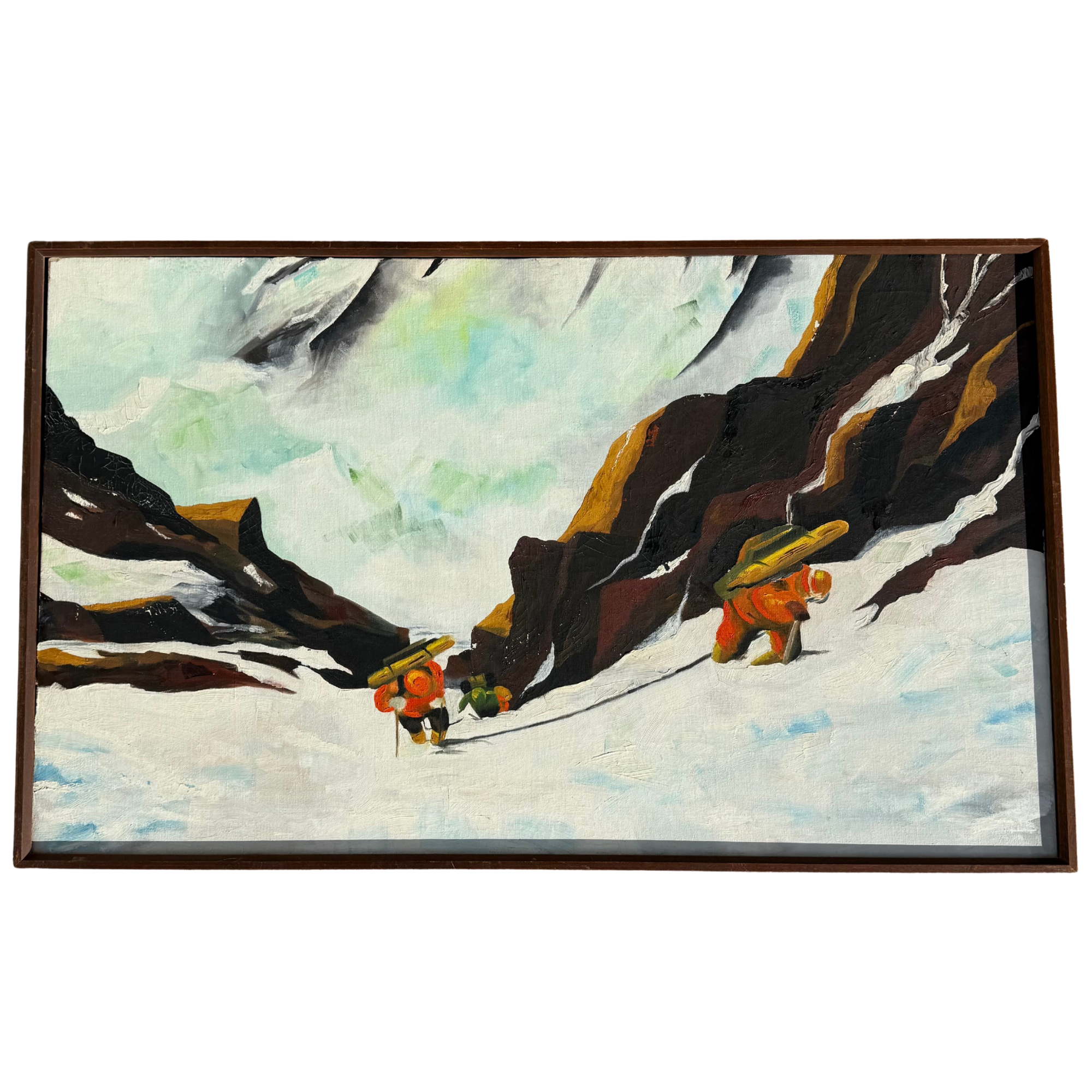 Vintage Mid Century Abstract Mountain Climb Original Painting