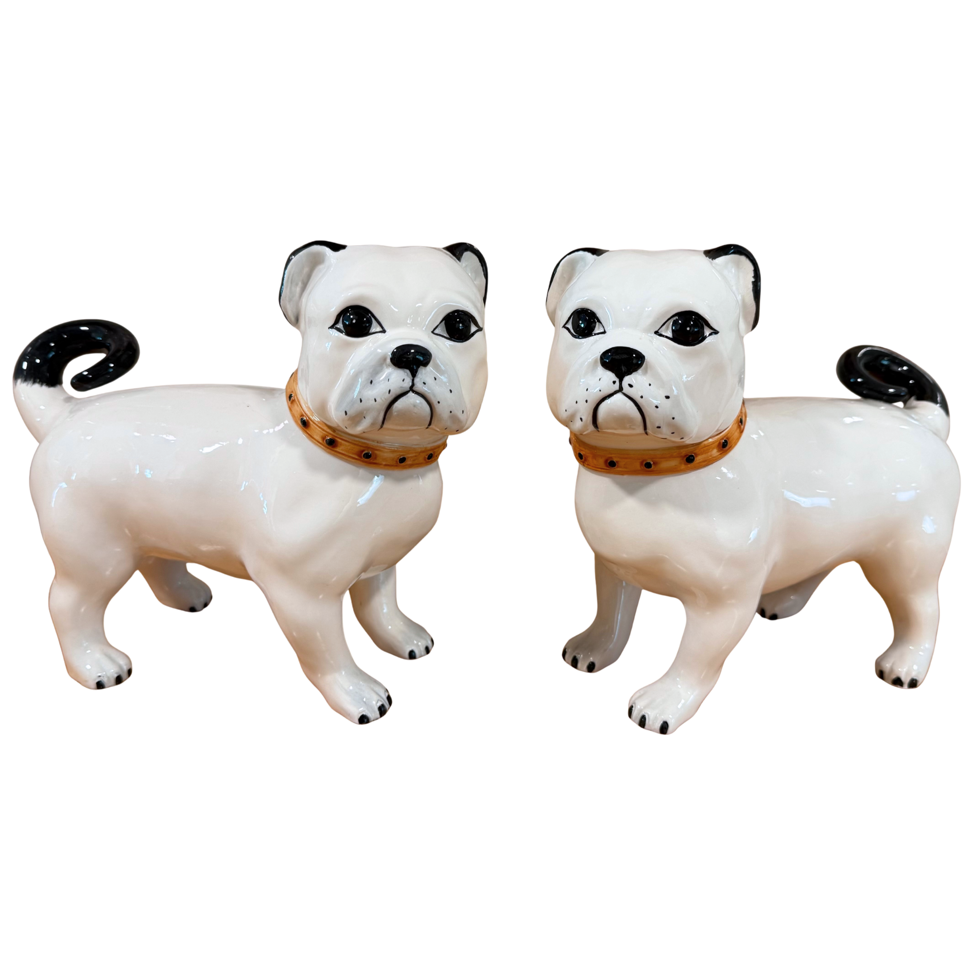 Vintage Italian Ceramic Bull Dogs - A Pair