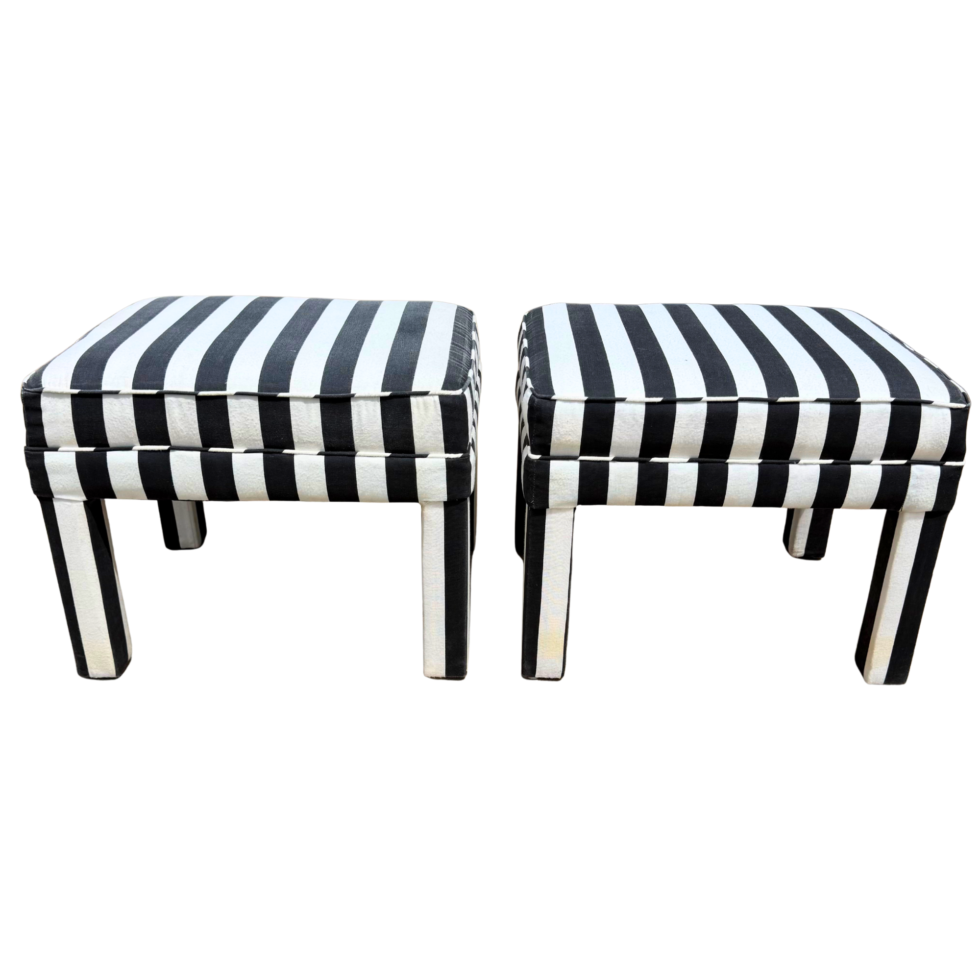 Vintage Cabana Stripe Parsons Benches - A Pair