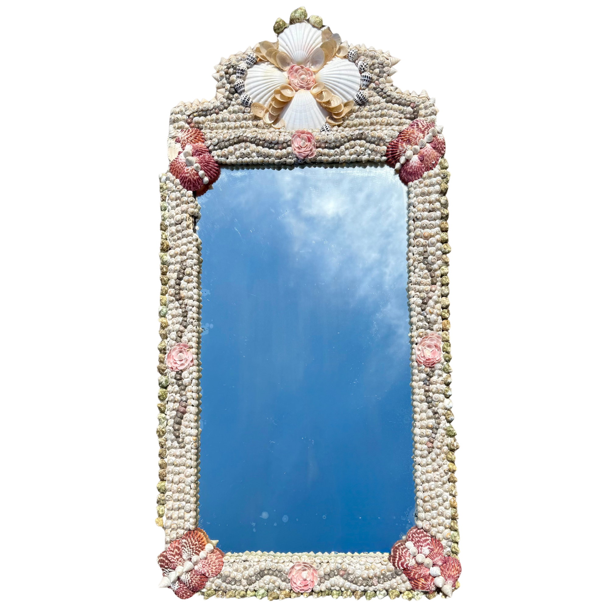 Vintage Seashell Encrusted Wall Mirror