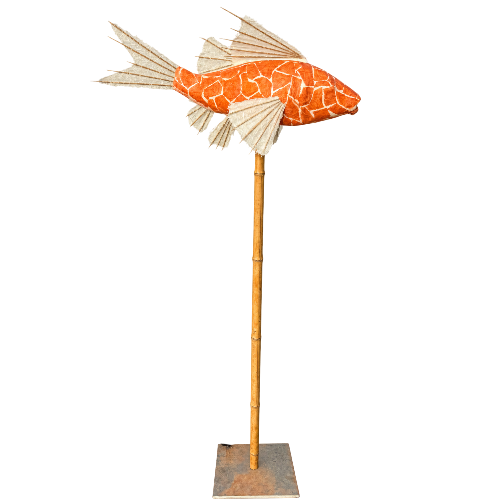 Linda Fisher Handmade Koi Fish Floor Lamp, Signed & Dated 2003