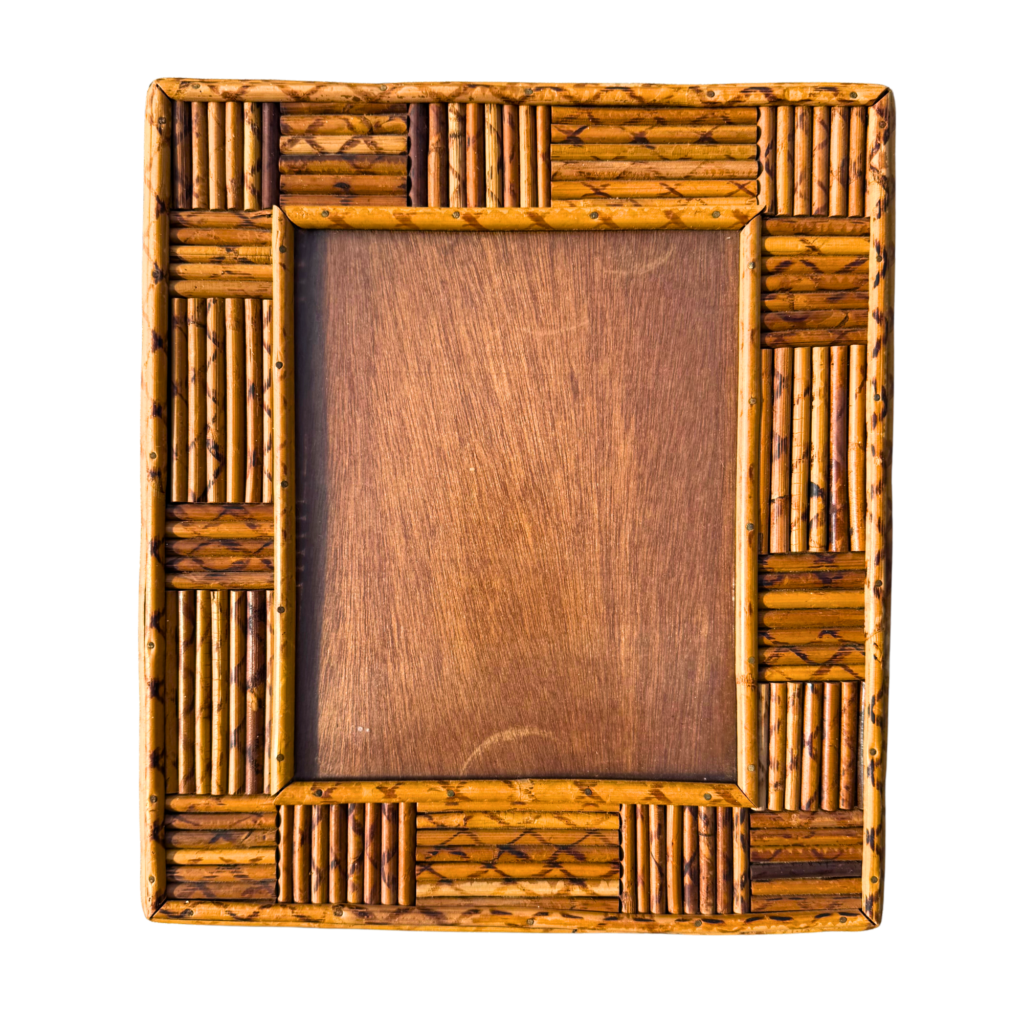Vintage Burnt Bamboo Picture Frame