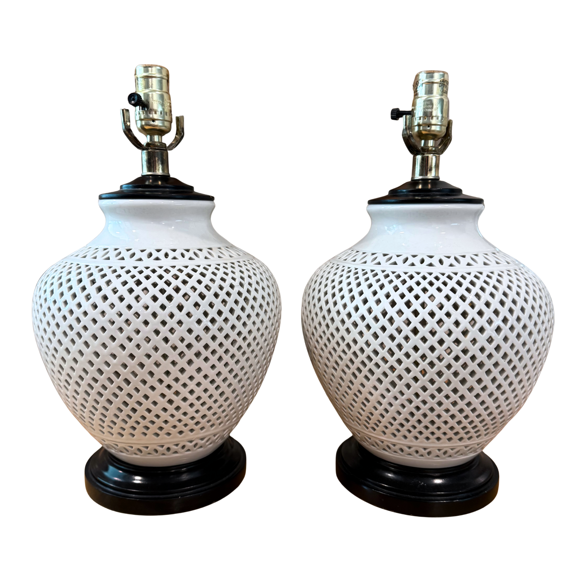 Vintage Chinoiserie Pierced Lamps - A Pair