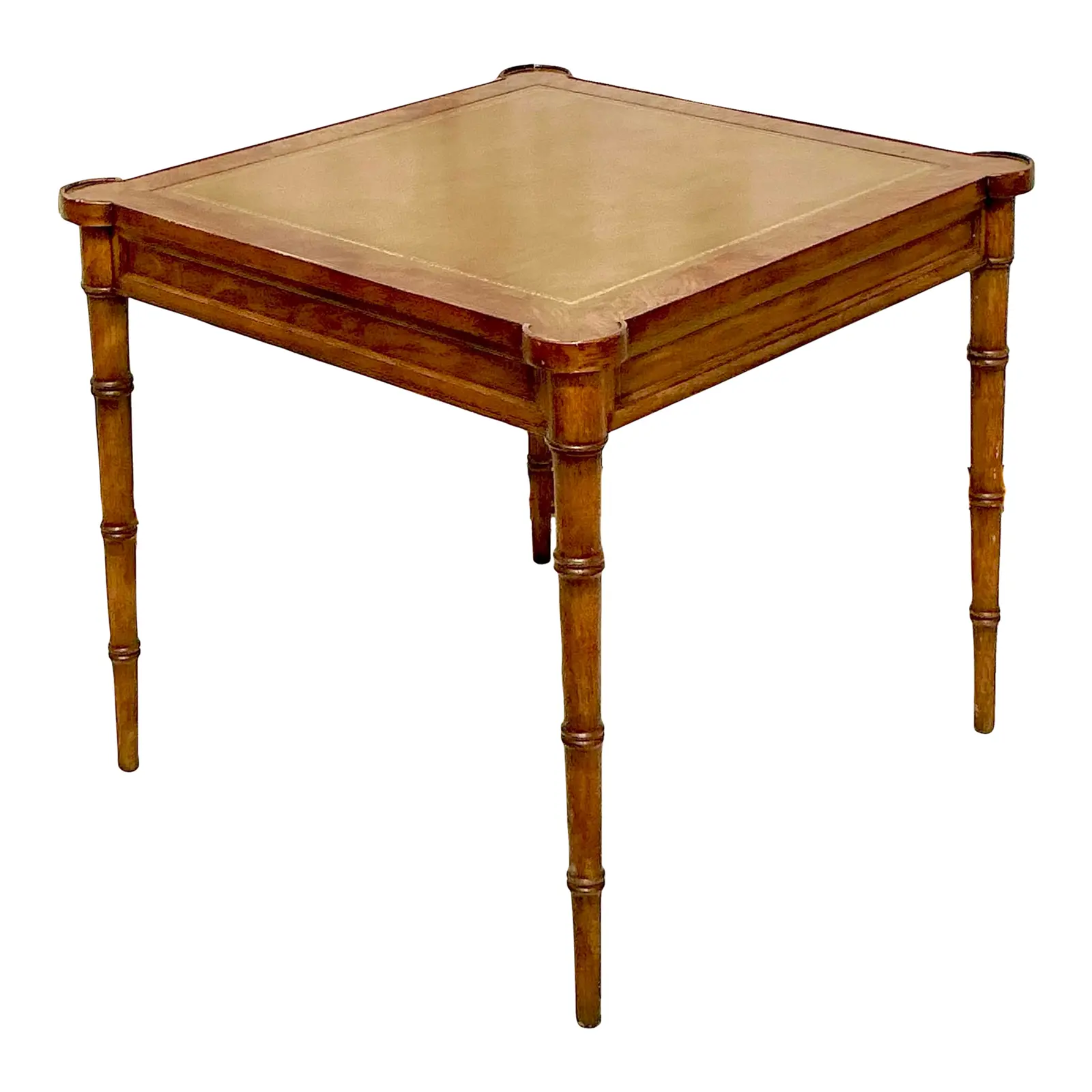 Vintage Drexel Burl Wood & Leather Game Table
