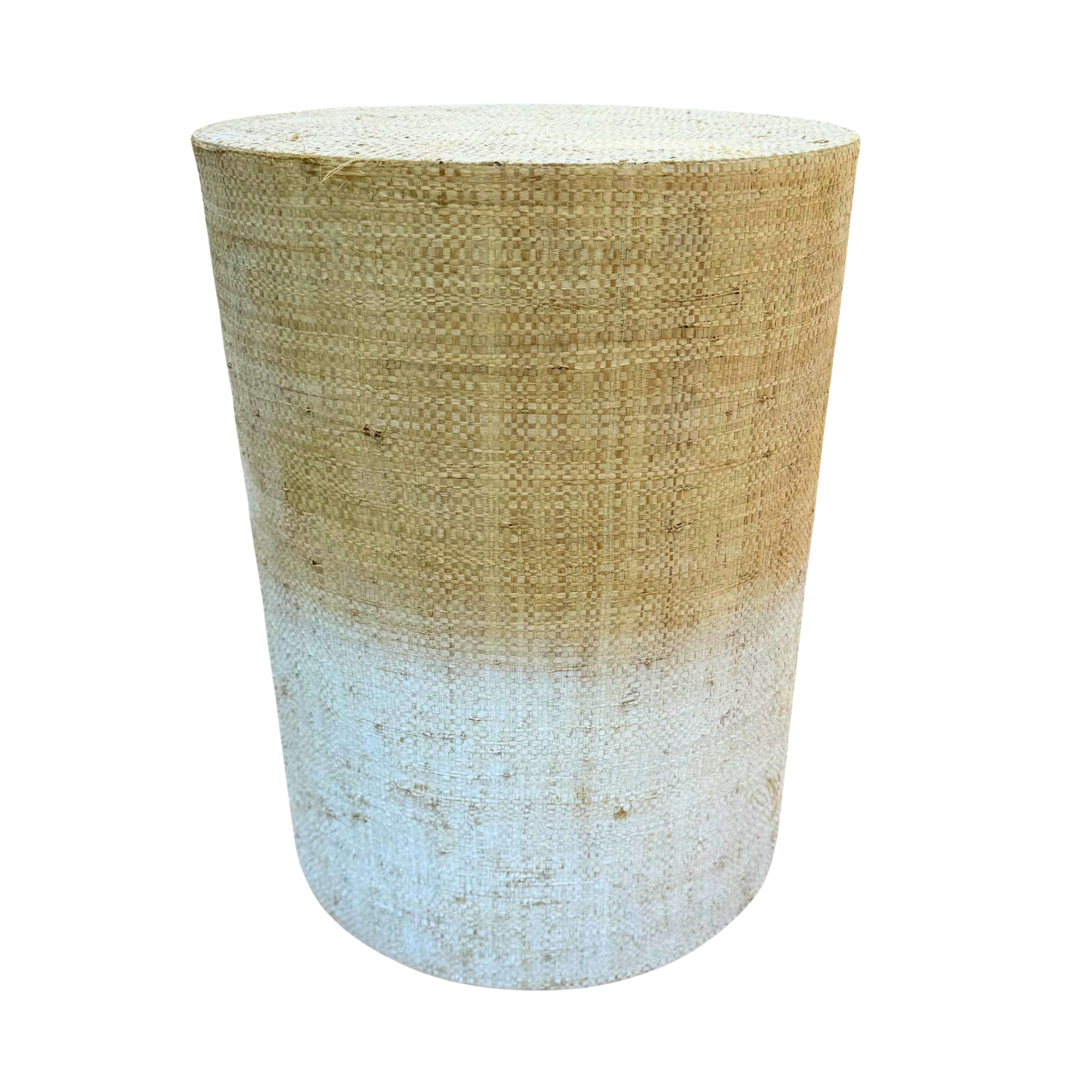 Vintage Grass Cloth Drum Side Table