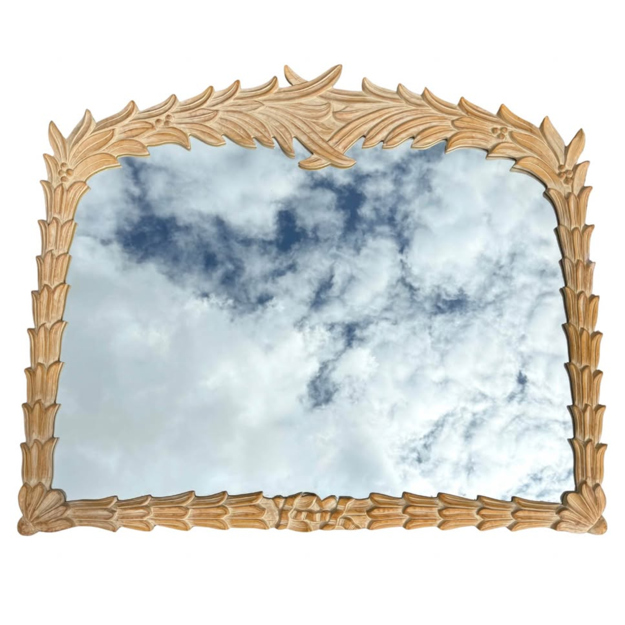 Vintage Regency Palm Frond Leaf Mirror