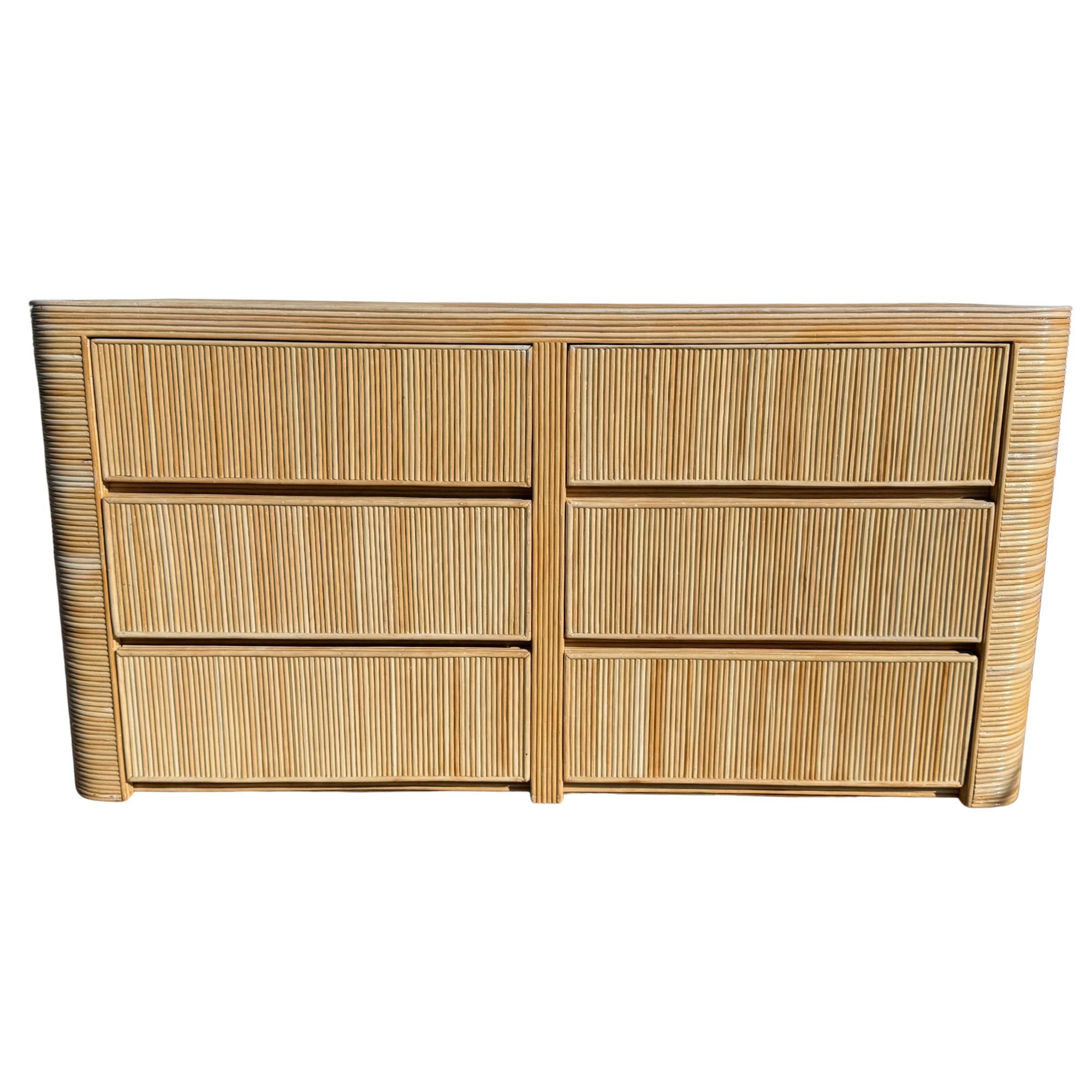 Vintage Coastal Pencil Reed Rattan Dresser