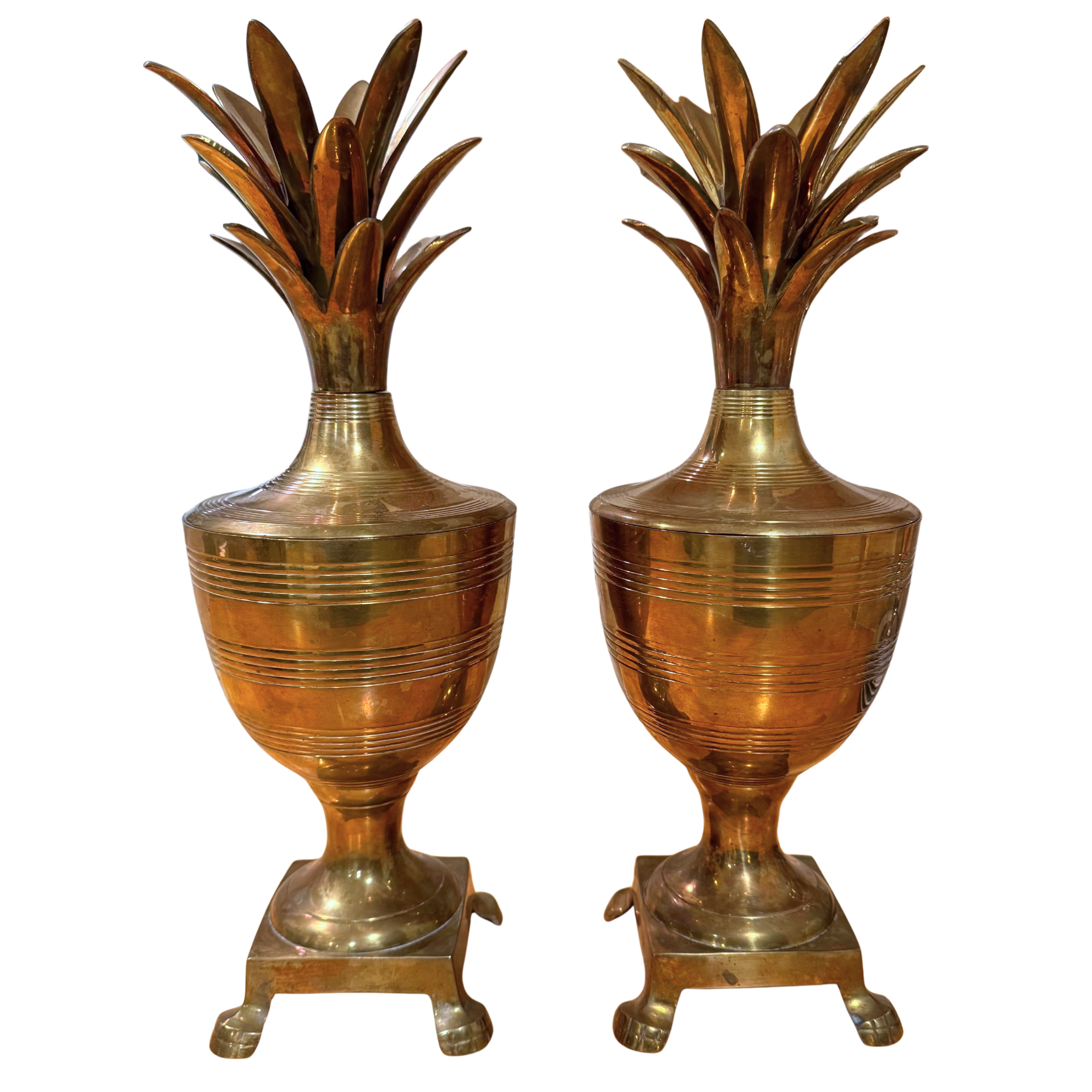 Vintage Brass Pineapple Ice Buckets - A Pair
