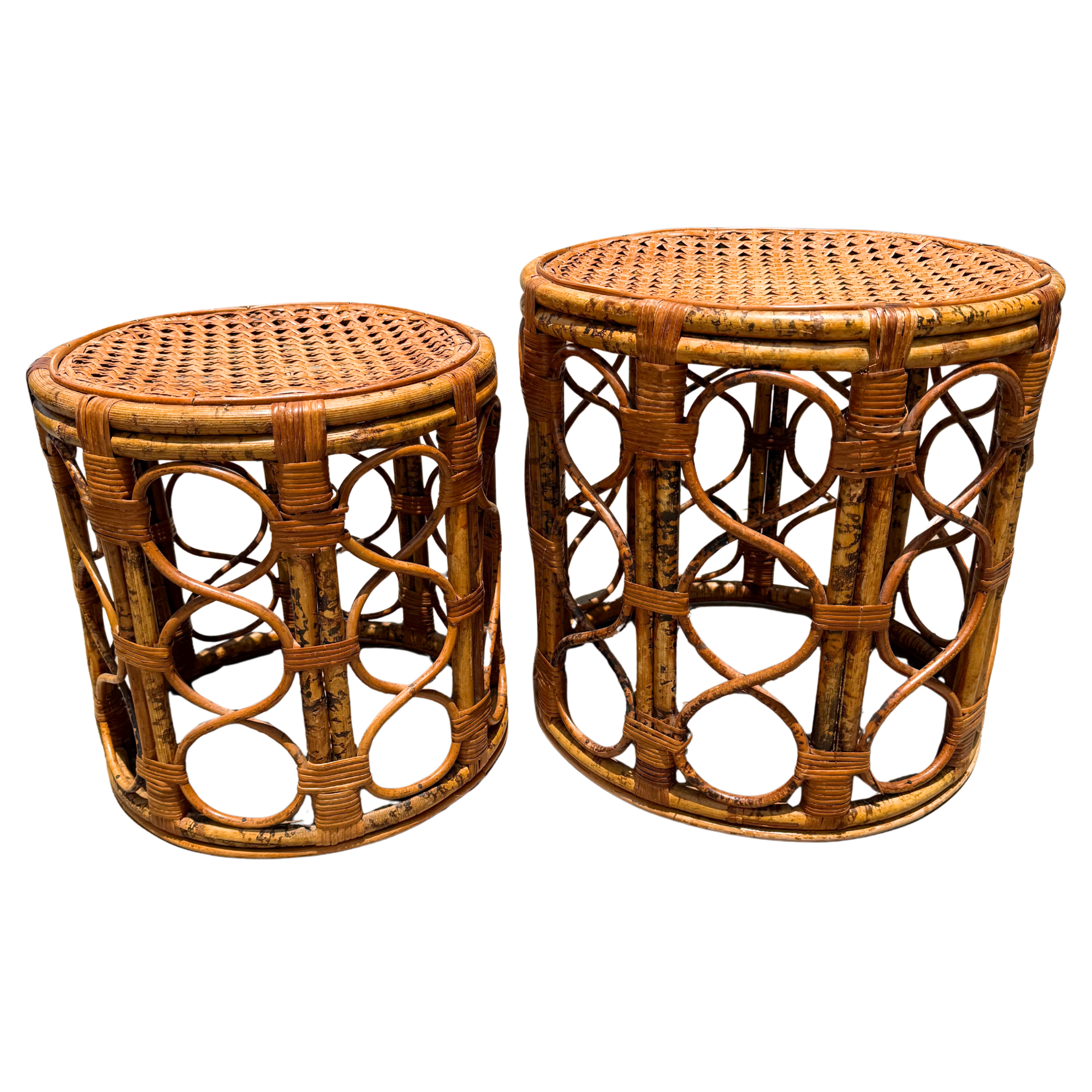 Vintage Bamboo & Rattan Nesting Tables