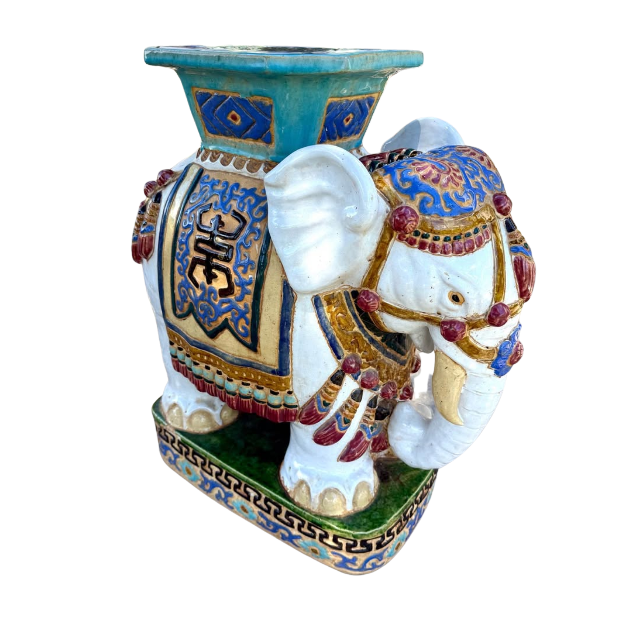 Vintage Ceramic Elephant Garden Stool