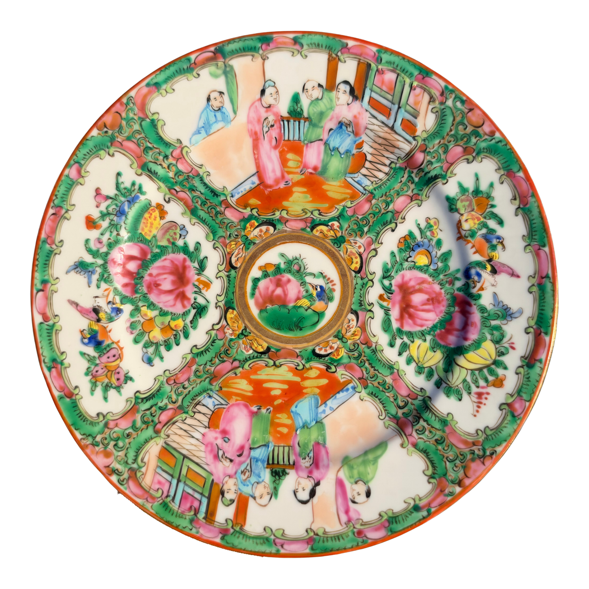 Vintage Chinese Rose Medallion Porcelain Plate - Set of 8