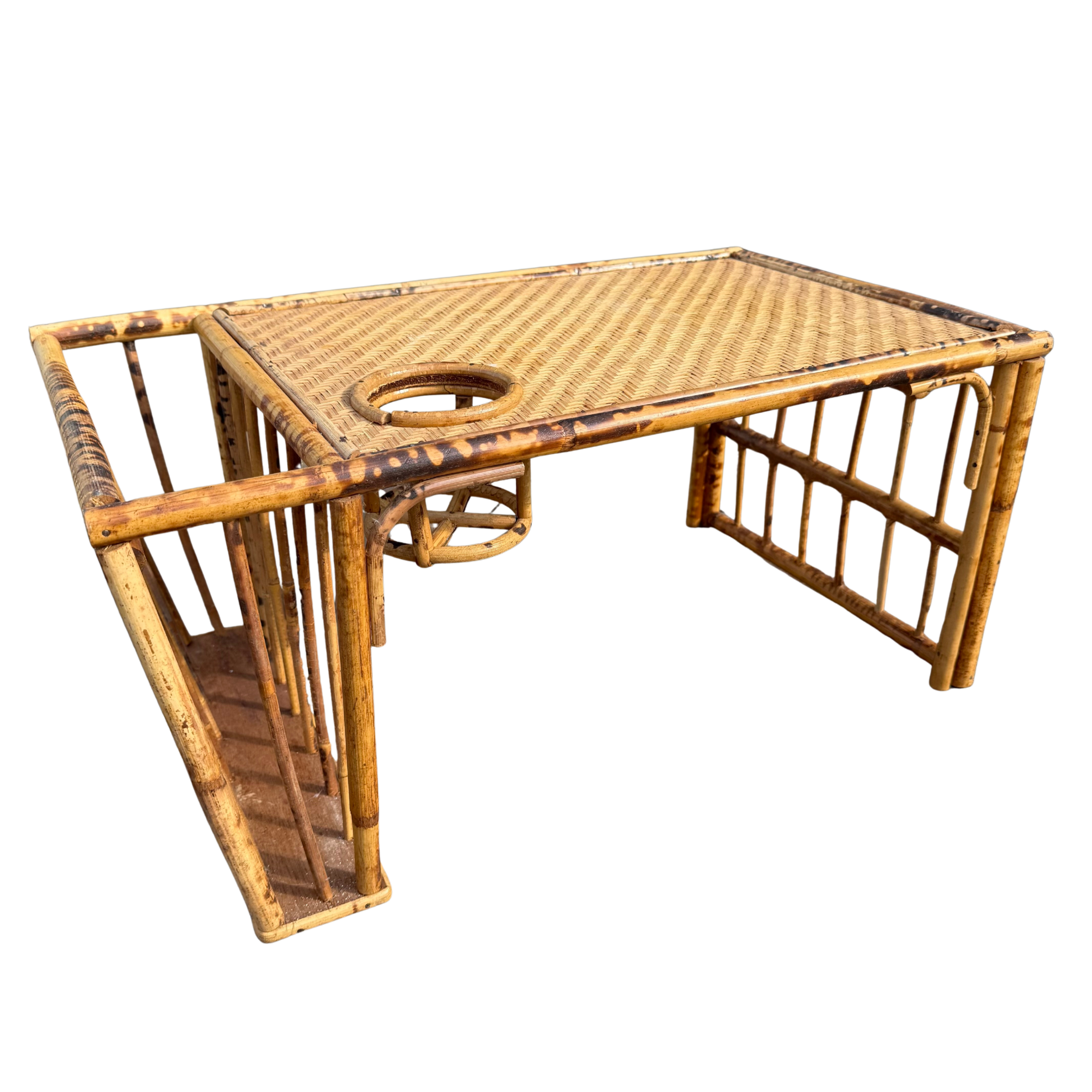 Vintage Burnt Bamboo Breakfast Tray