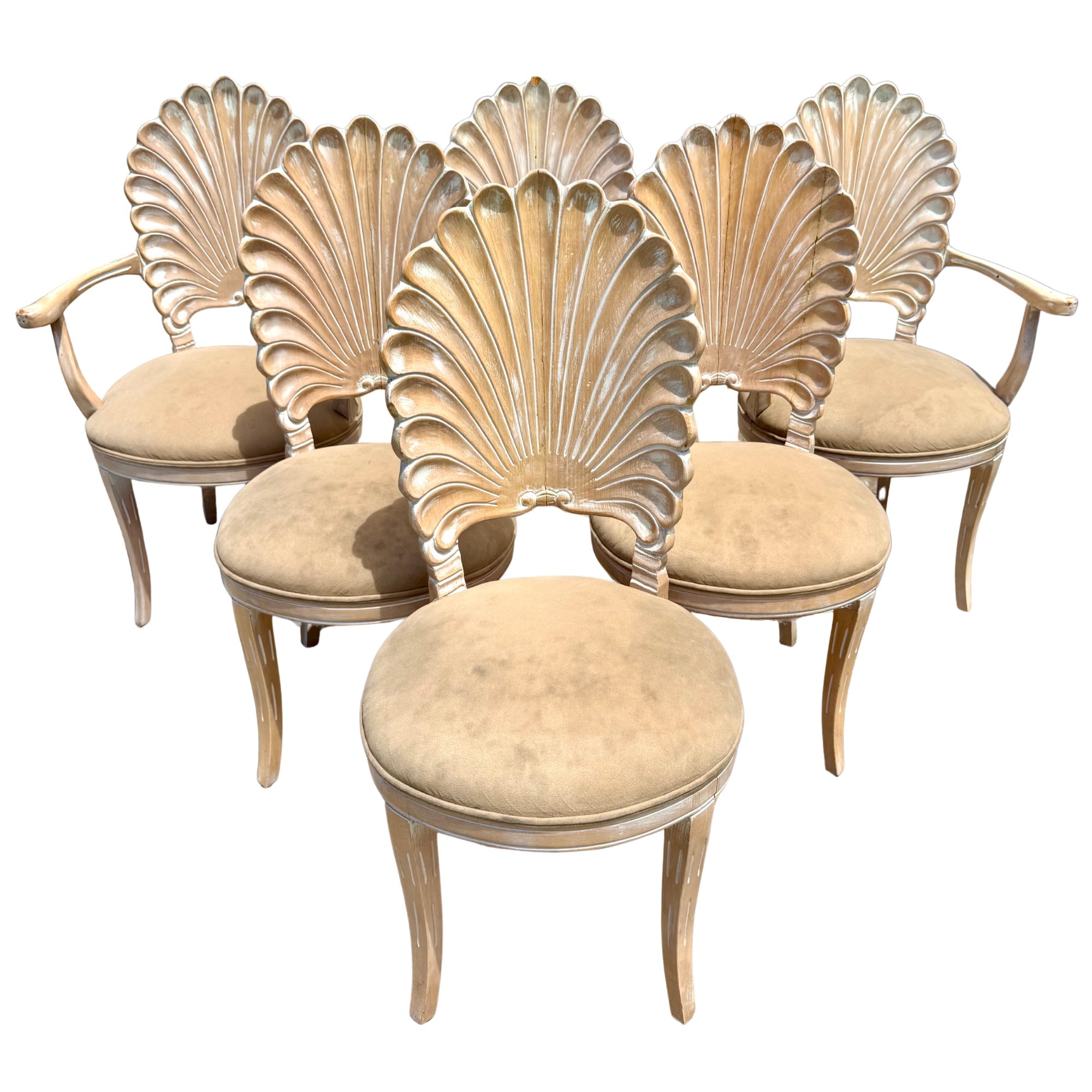 Vintage Grotto Shell Back Dining Chairs - Set of 6