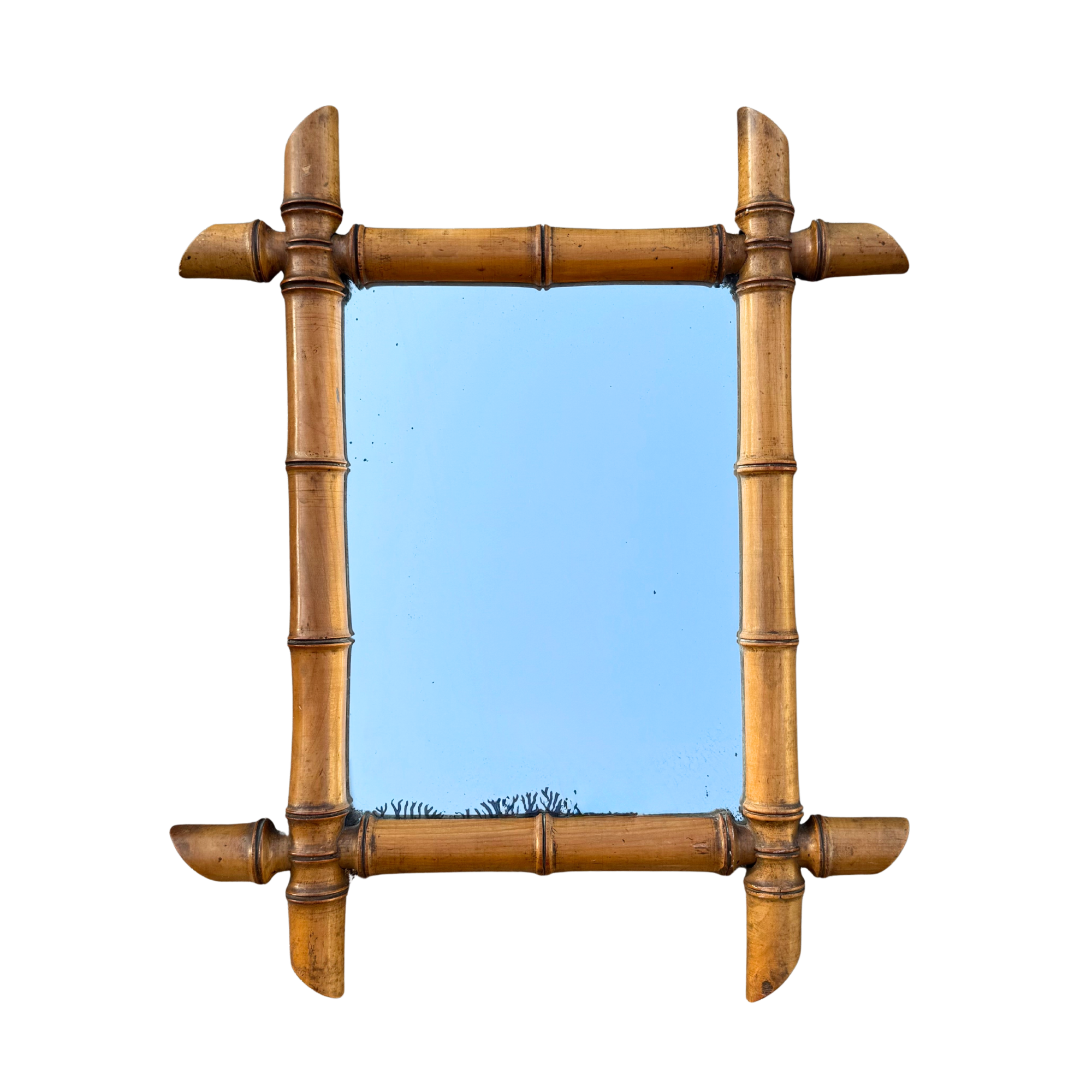 Vintage French Faux Bamboo Wall Mirror