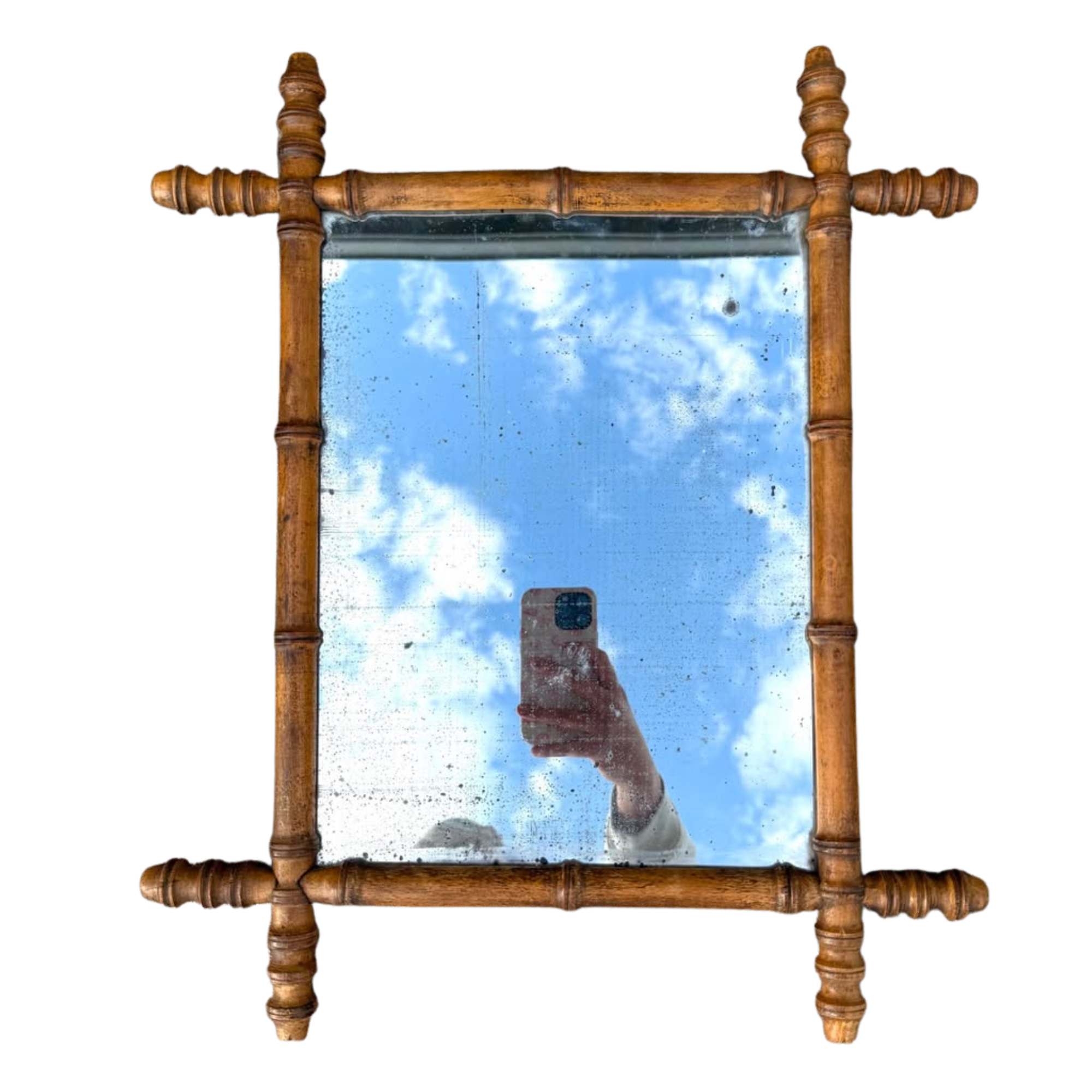 Vintage French Faux Bamboo Wall Mirror