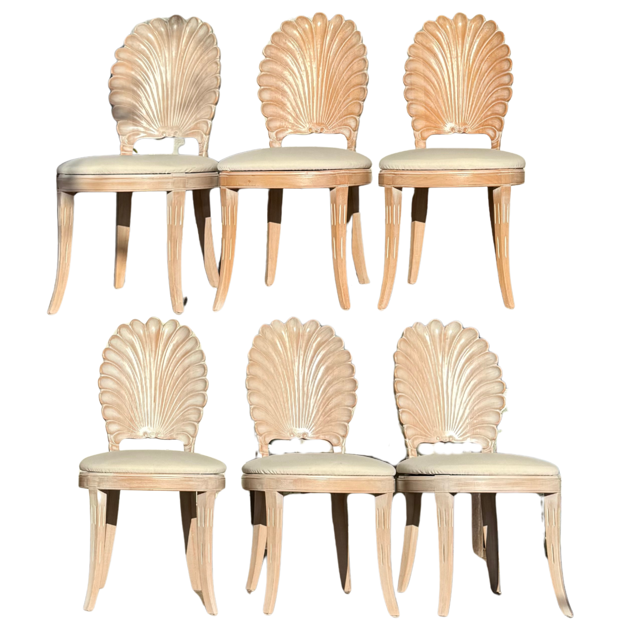 Vintage Grotto Shell Back Dining Chairs - Set of 6