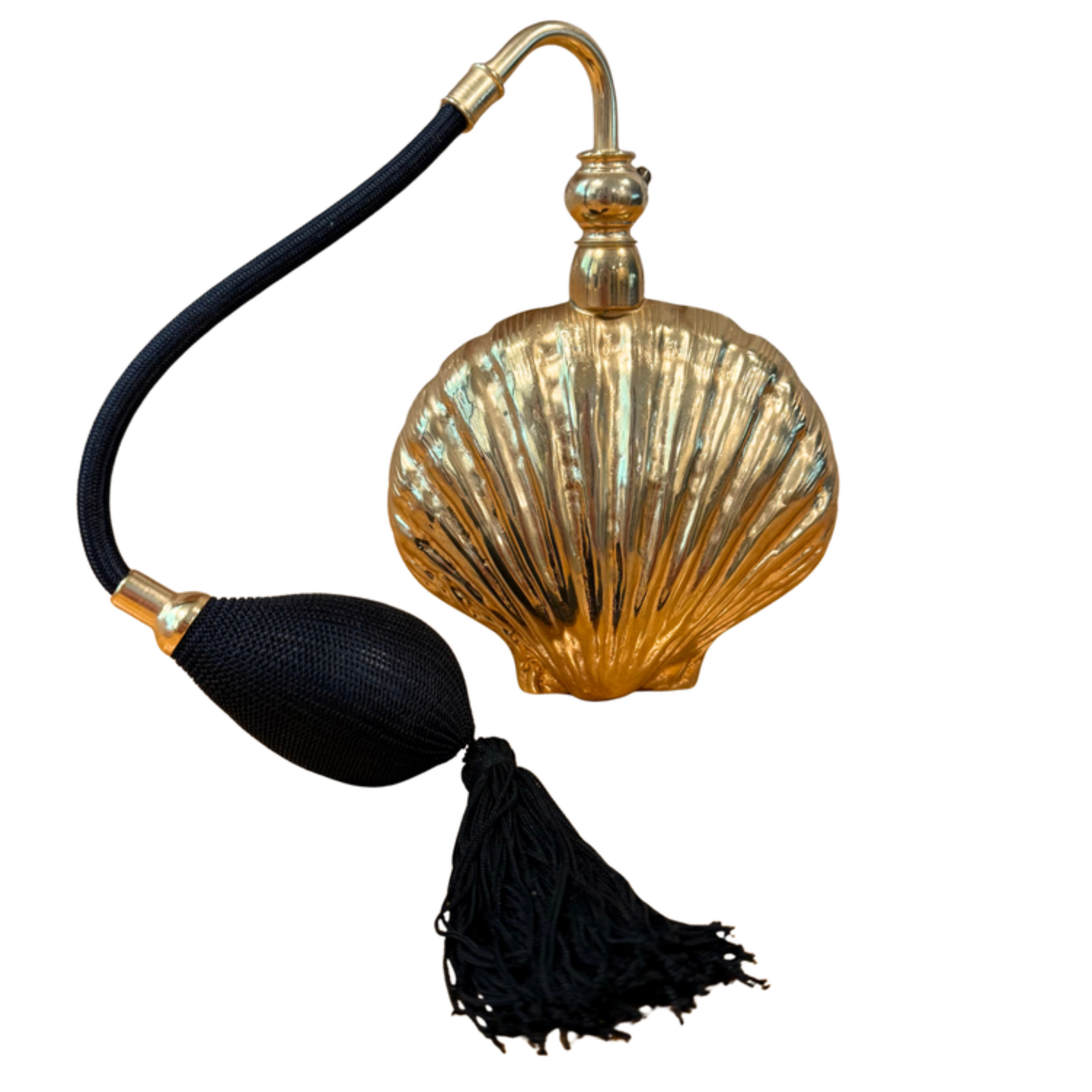 Vintage Regency Brass Shell Perfume Atomizer