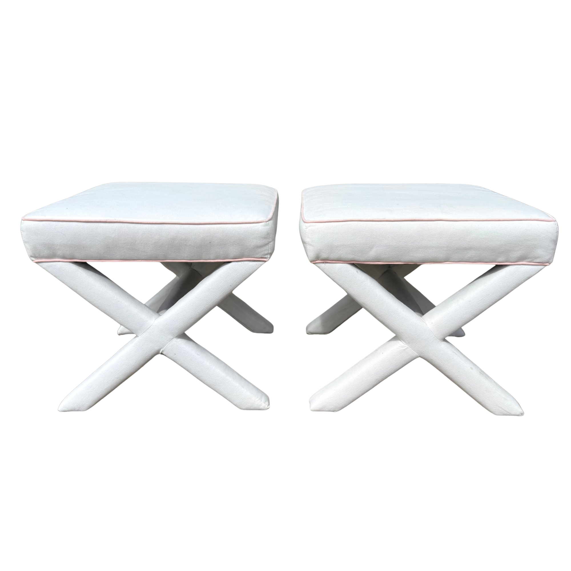 Serena & Lily X-Base Custom Ottomans - A Pair