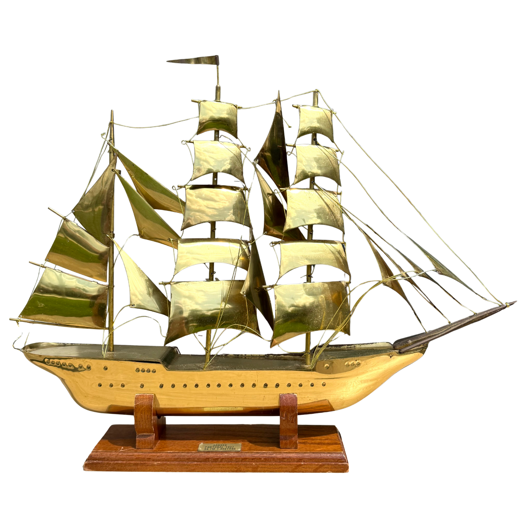 Vintage Brass Clipper Ship Sculpture