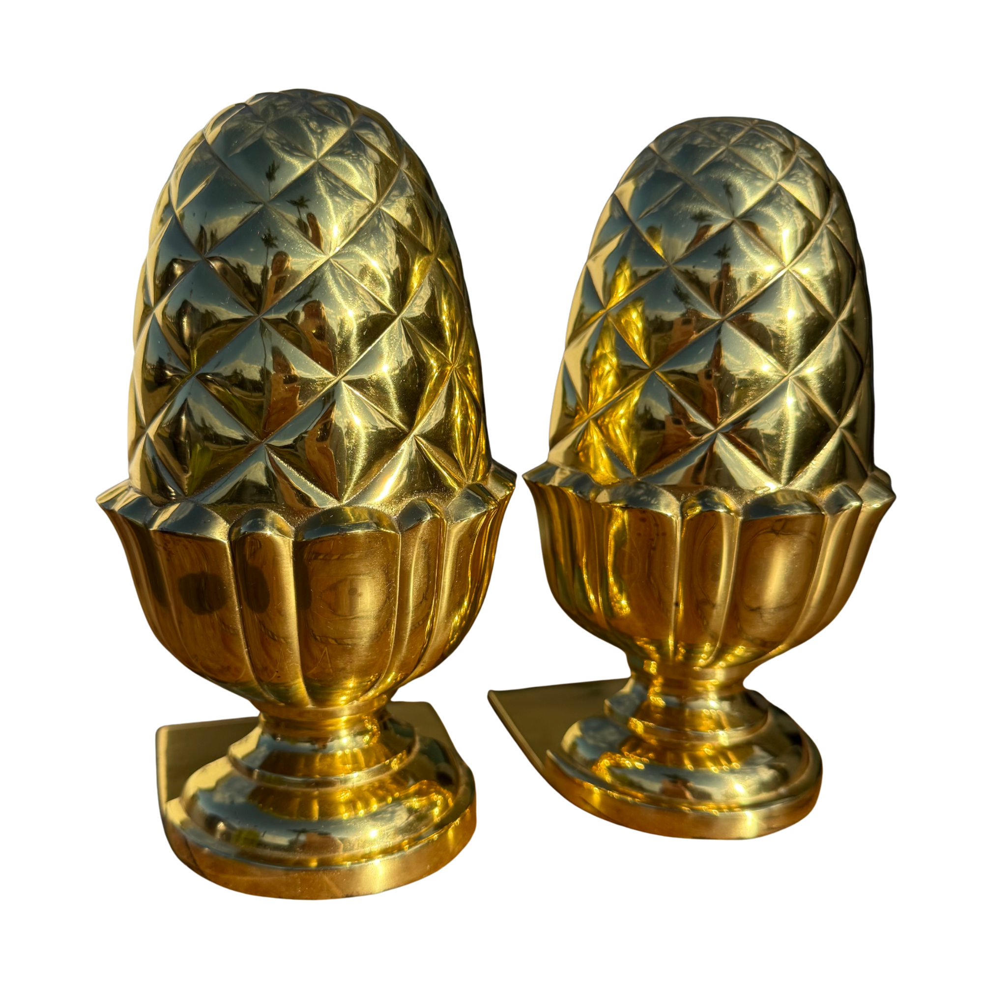 Vintage Solid Brass Pineapple or Artichoke Bookends