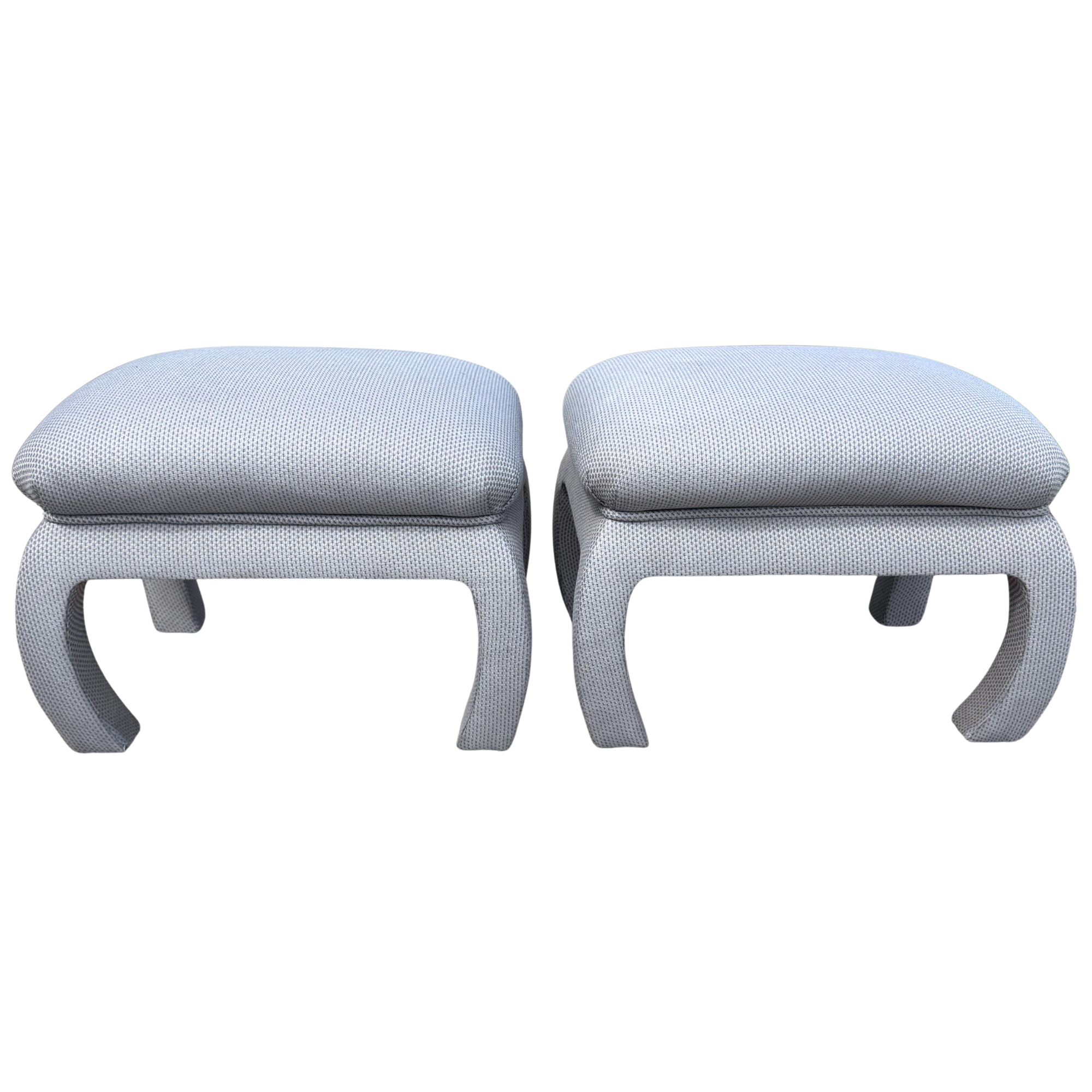 Vintage Baby Blue Ming Style Benches - A Pair