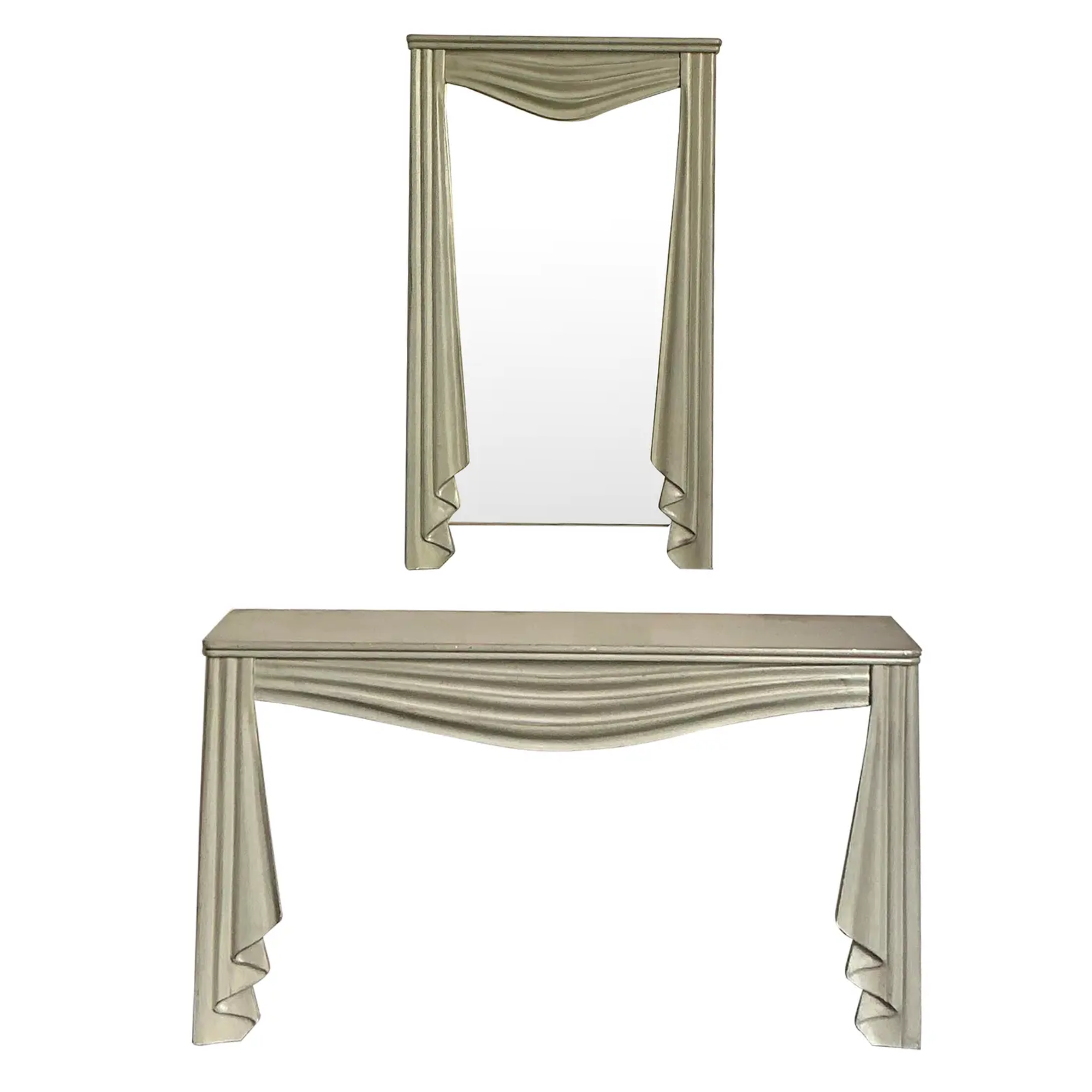 Vintage Carved Wood Regency Mirror & Console