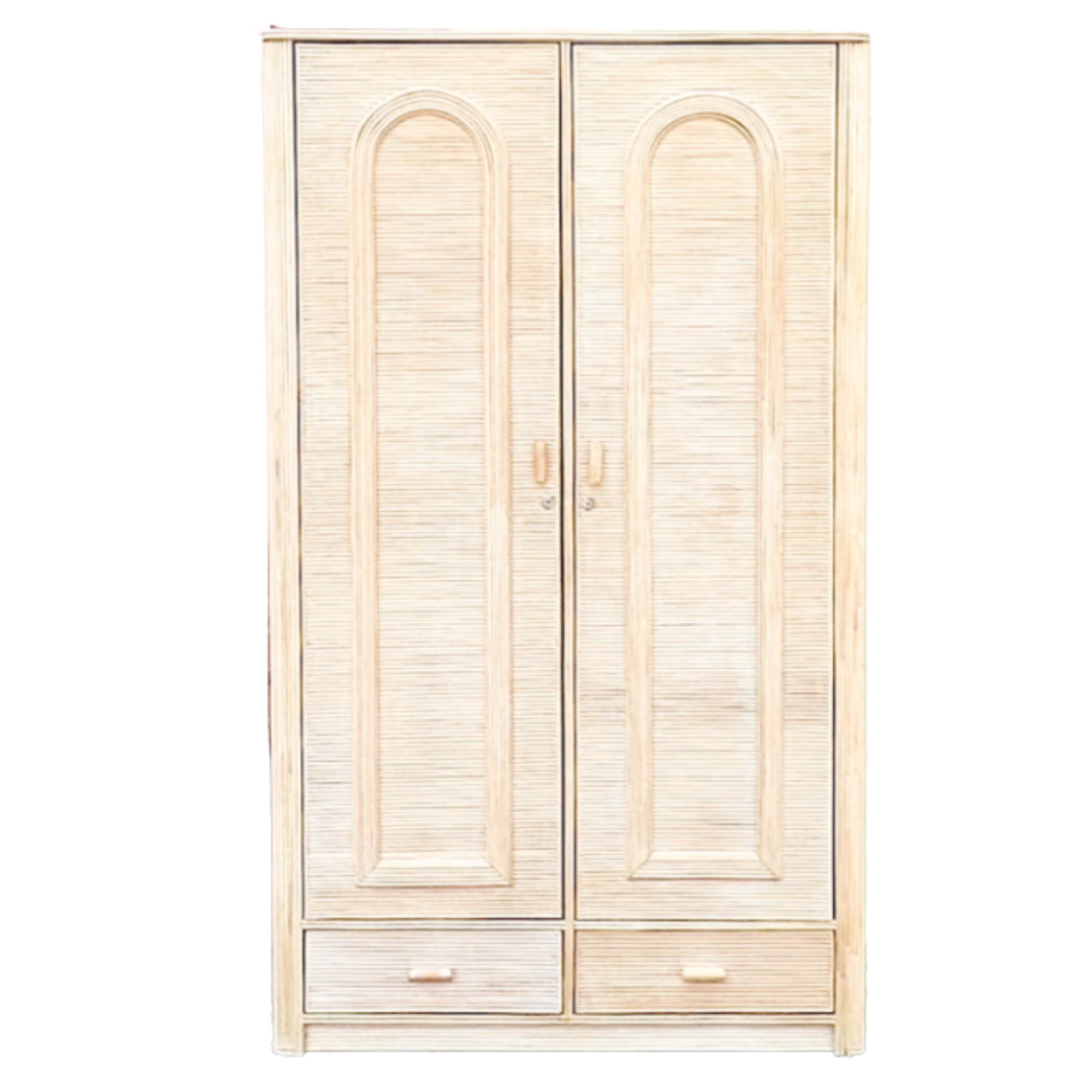 Vintage Pencil Reed Arched Armoire