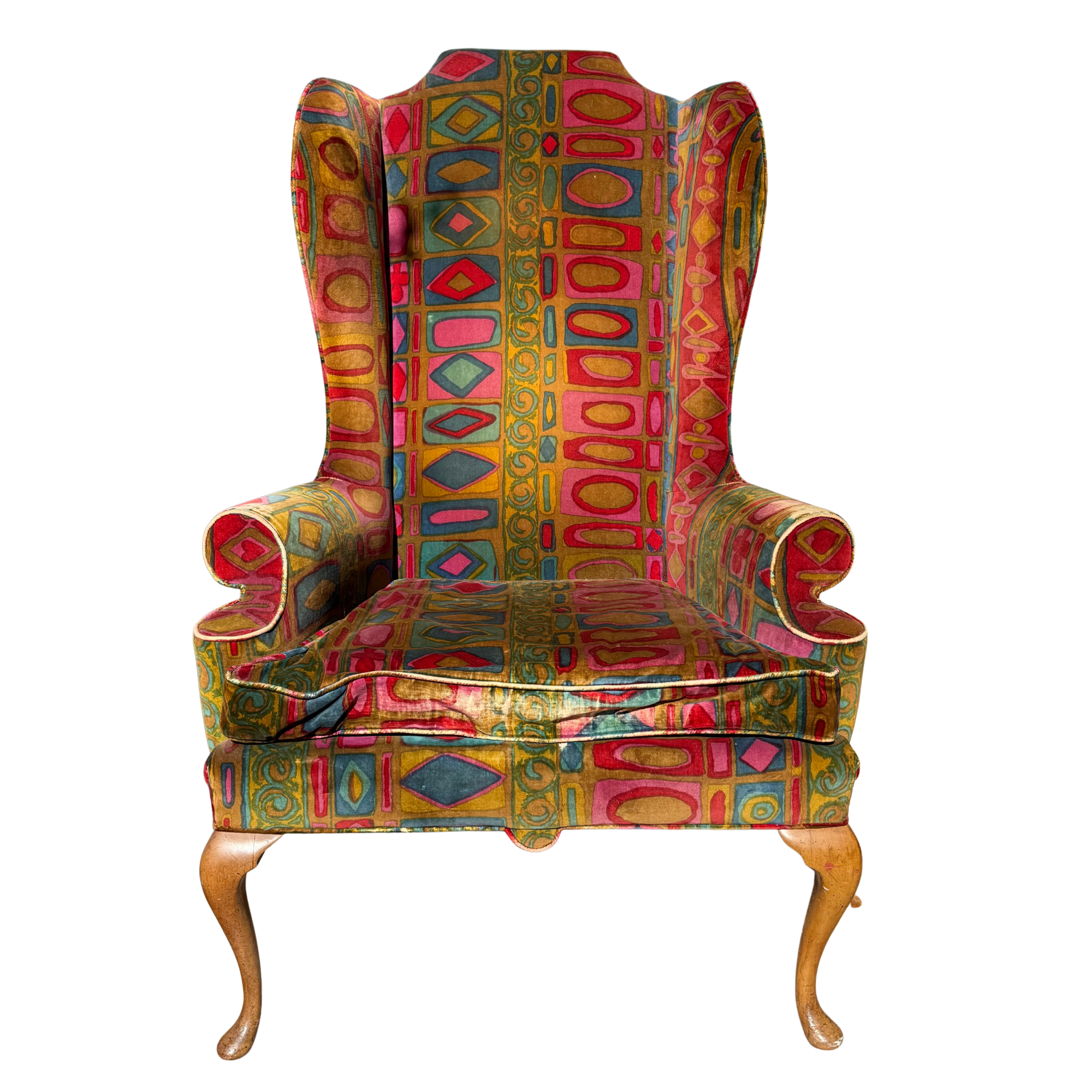 Vintage Wingback Chair in Jack Lenor Larsen Upholstery