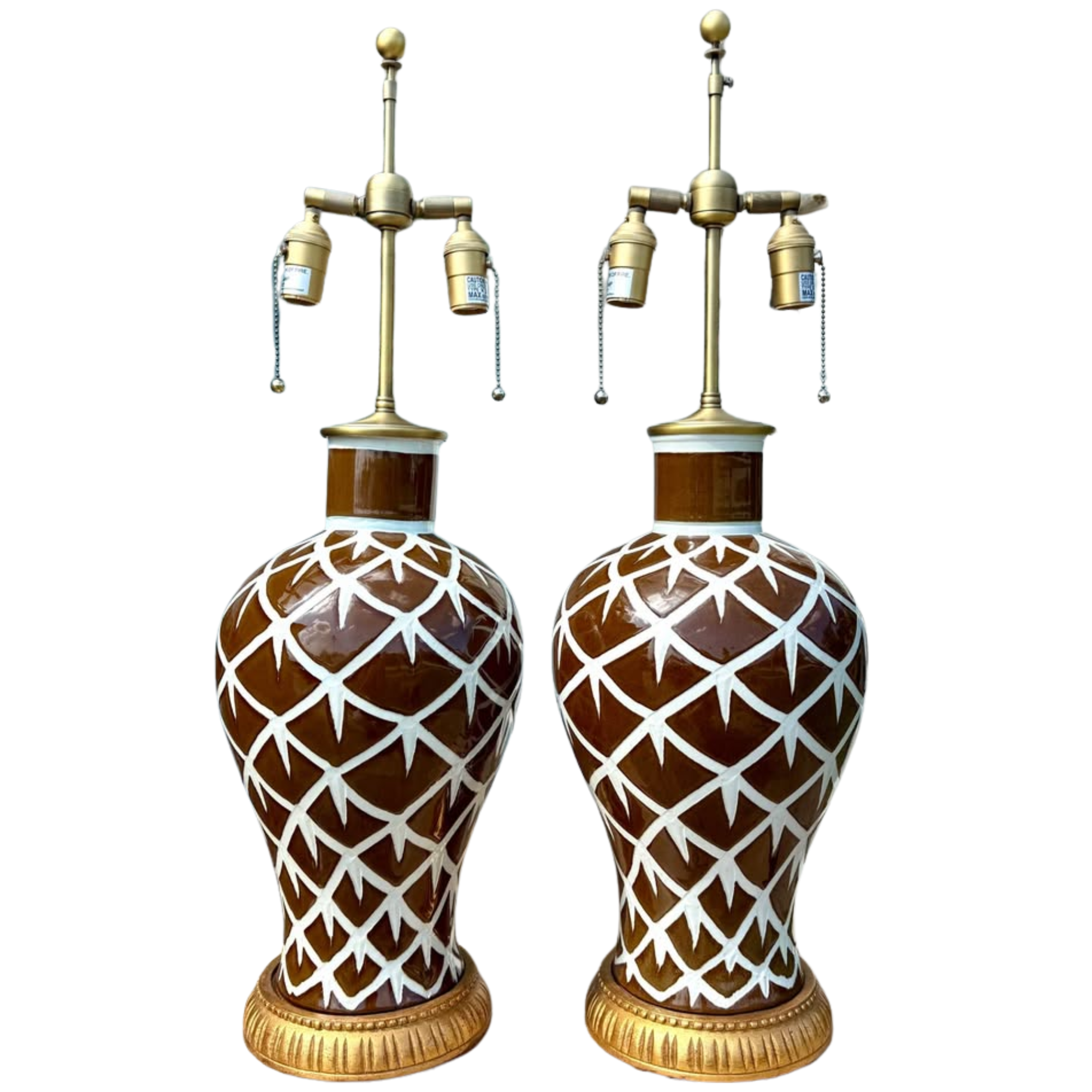 Bunny Williams “Chicken Feather” Ceramic Table Lamps - A Pair