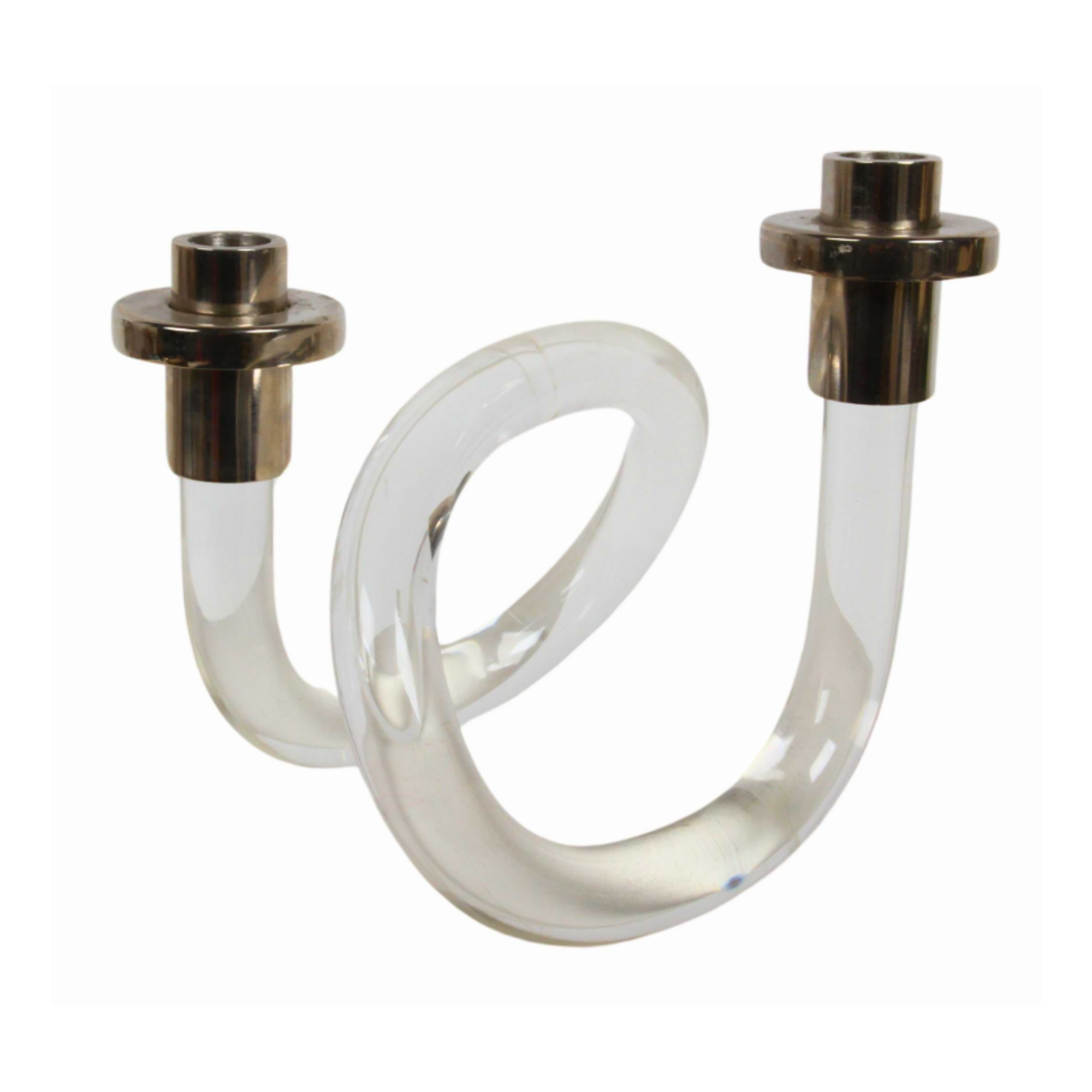 Dorothy Thorpe "Pretzel" Twisted Lucite Candlesticks