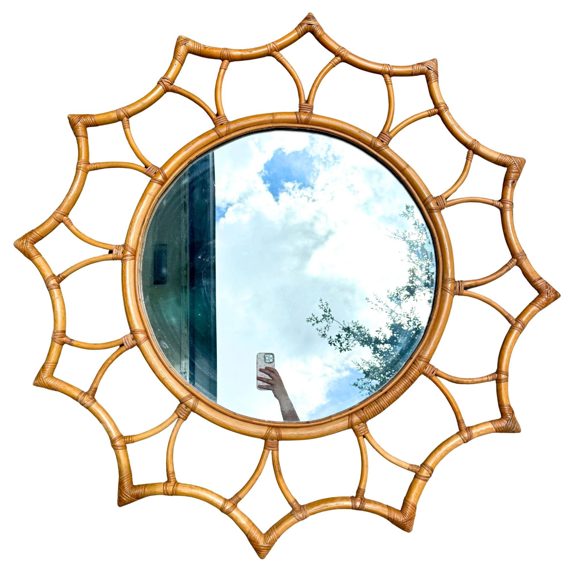 Vintage Boho Rattan Wall Mirror