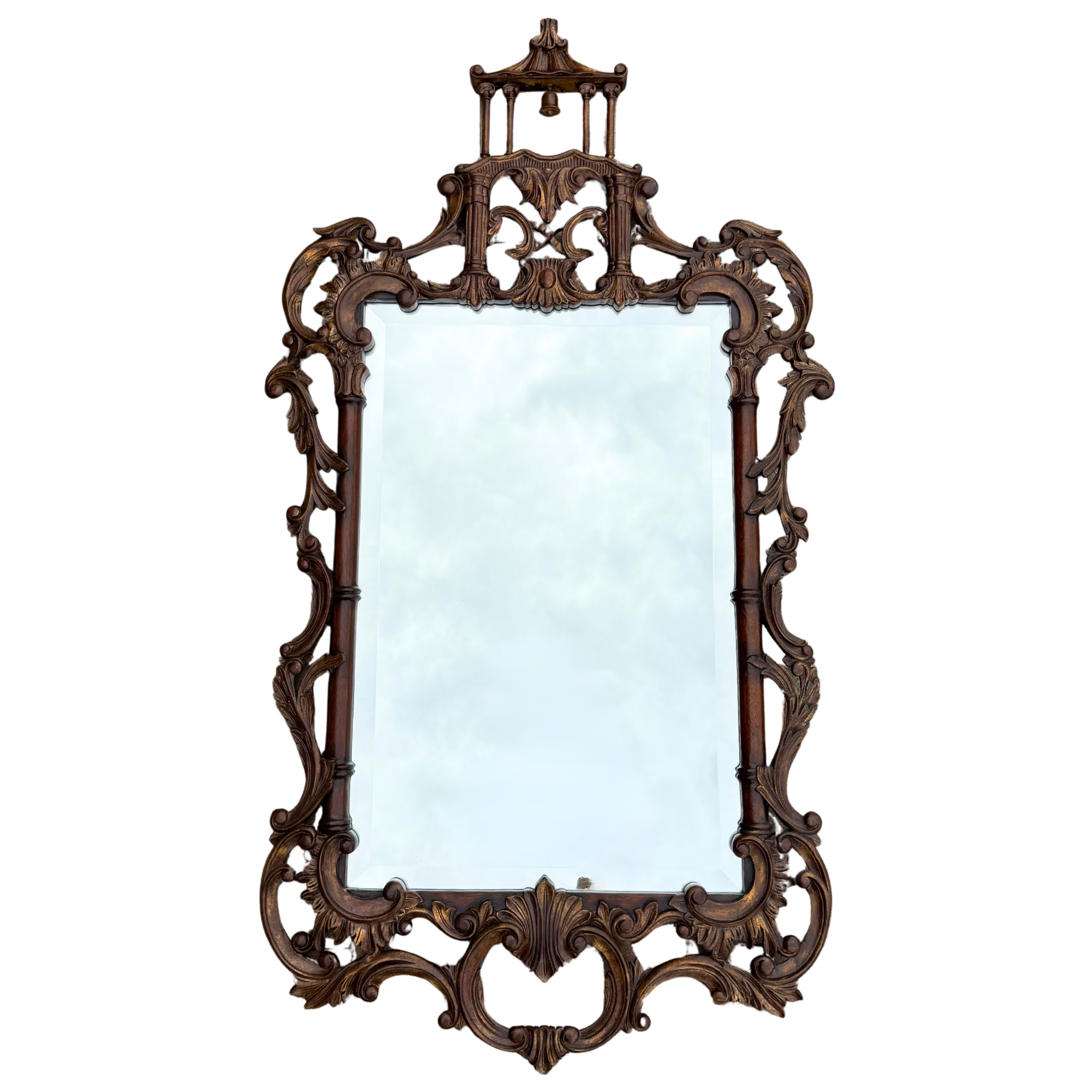 Vintage Style Chinese Chippendale Pagoda Mirror