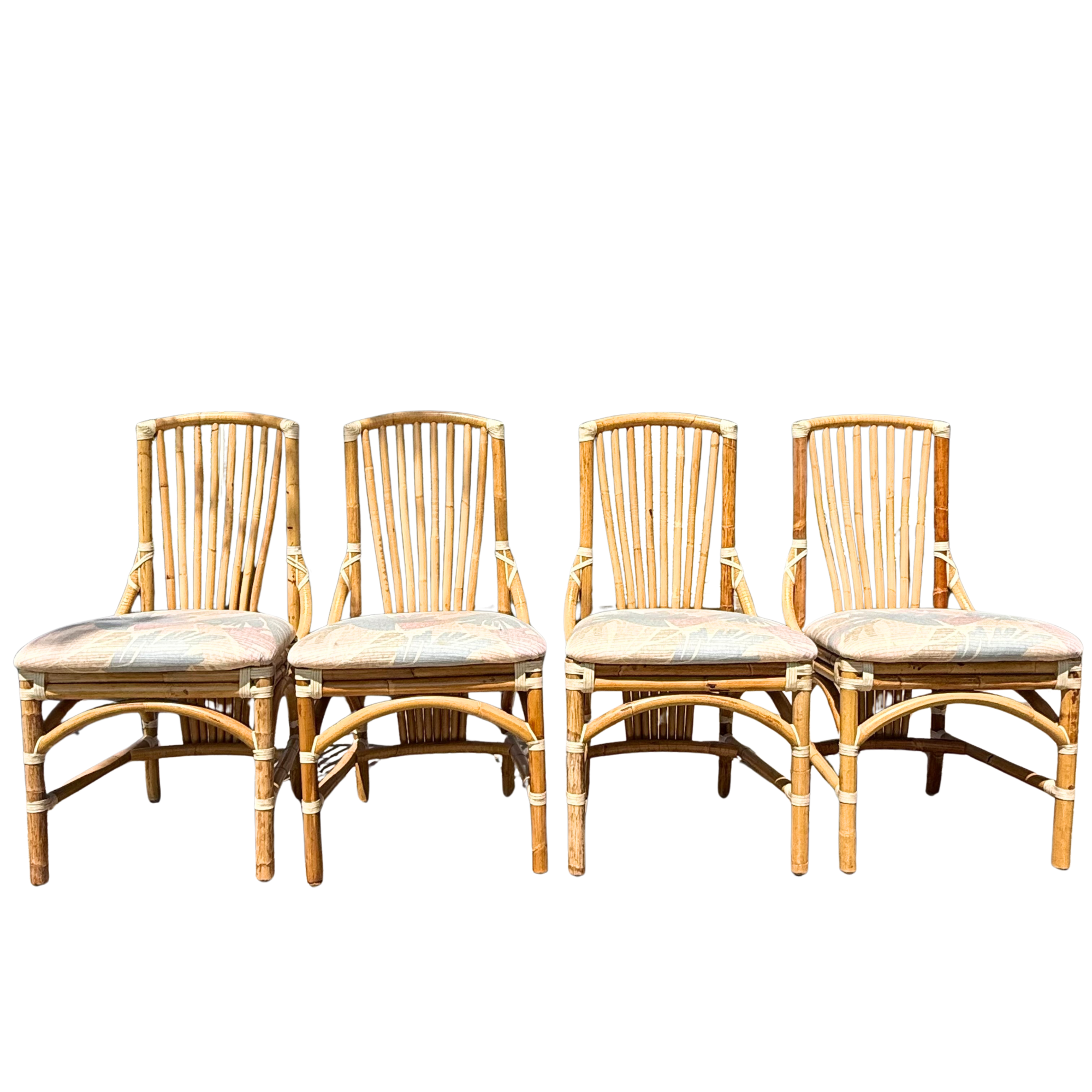 Vintage Coastal Rattan Dining Chairs