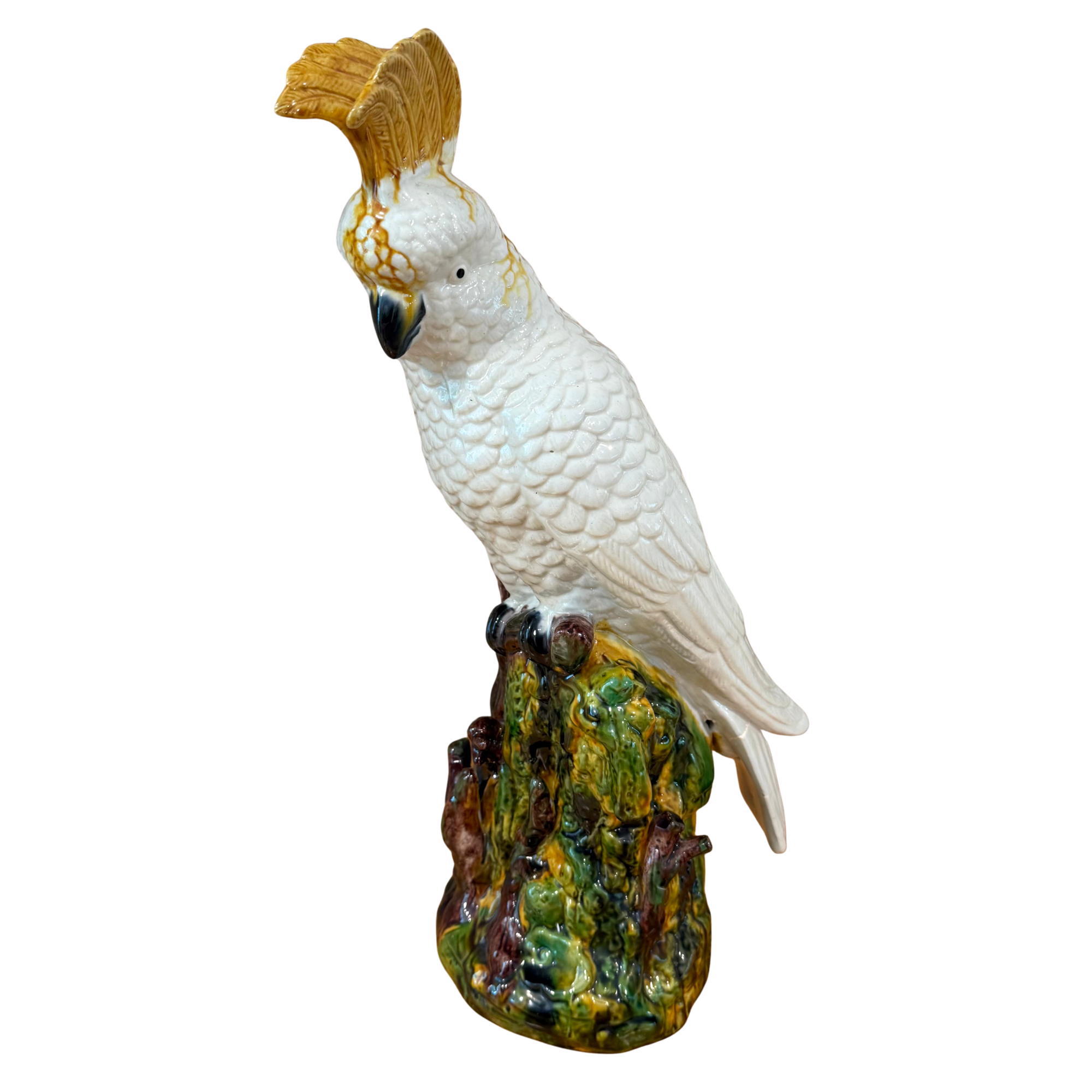 Vintage Glazed Ceramic Cockatoo