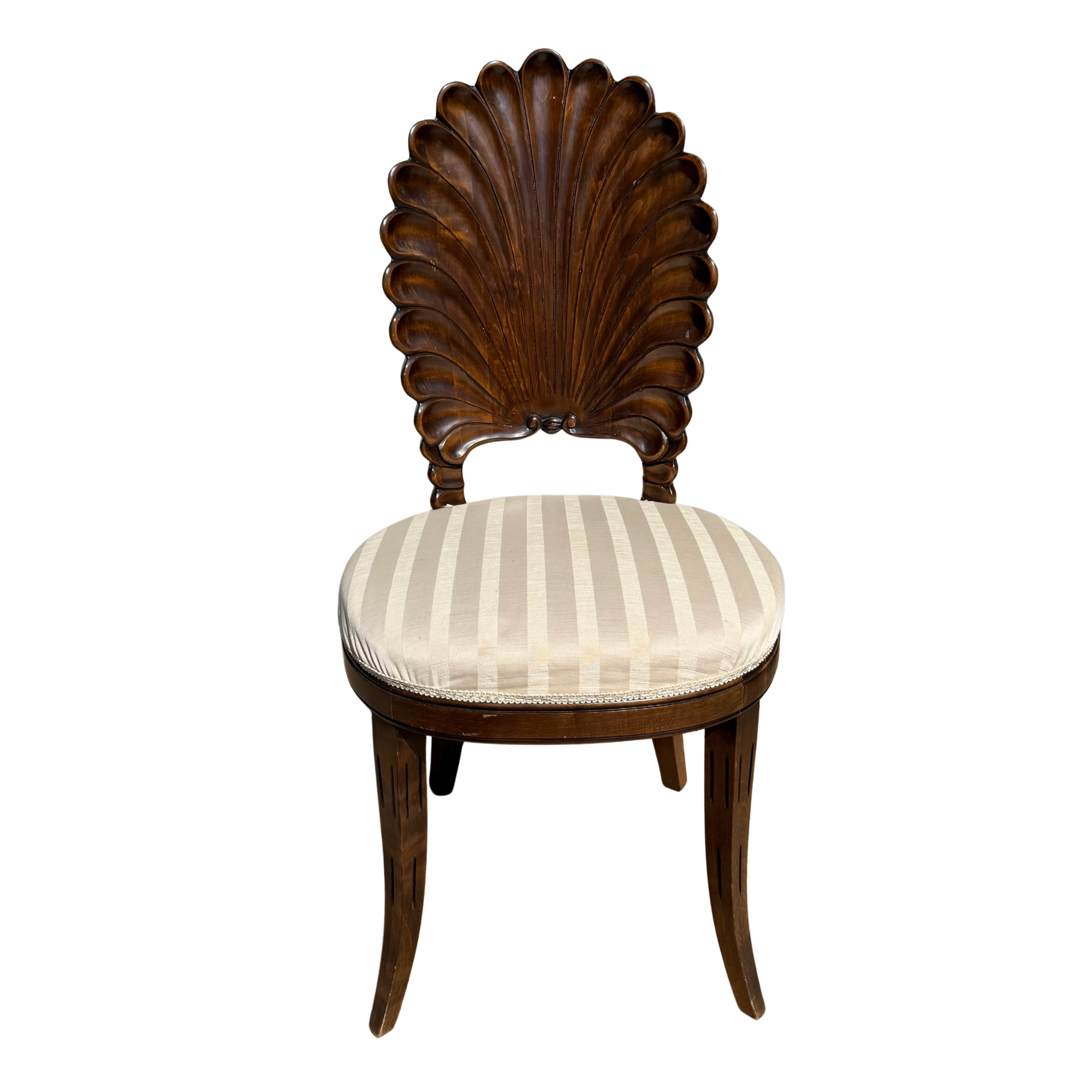 Vintage Italian Carved Grotto Shell Back Chair