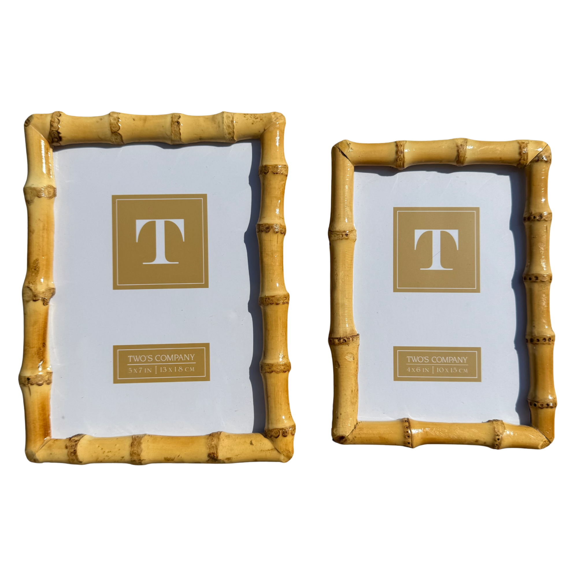 Natural Lacquered Bamboo Picture Frames - Set of 2
