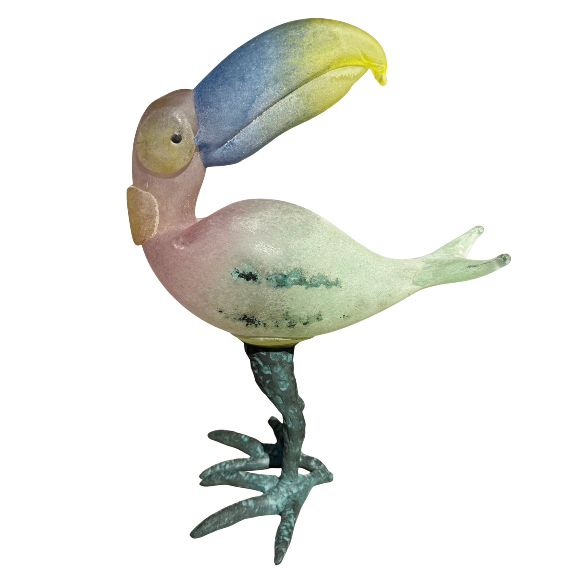 Vintage Murano Glass Toucan on Bronze Legs