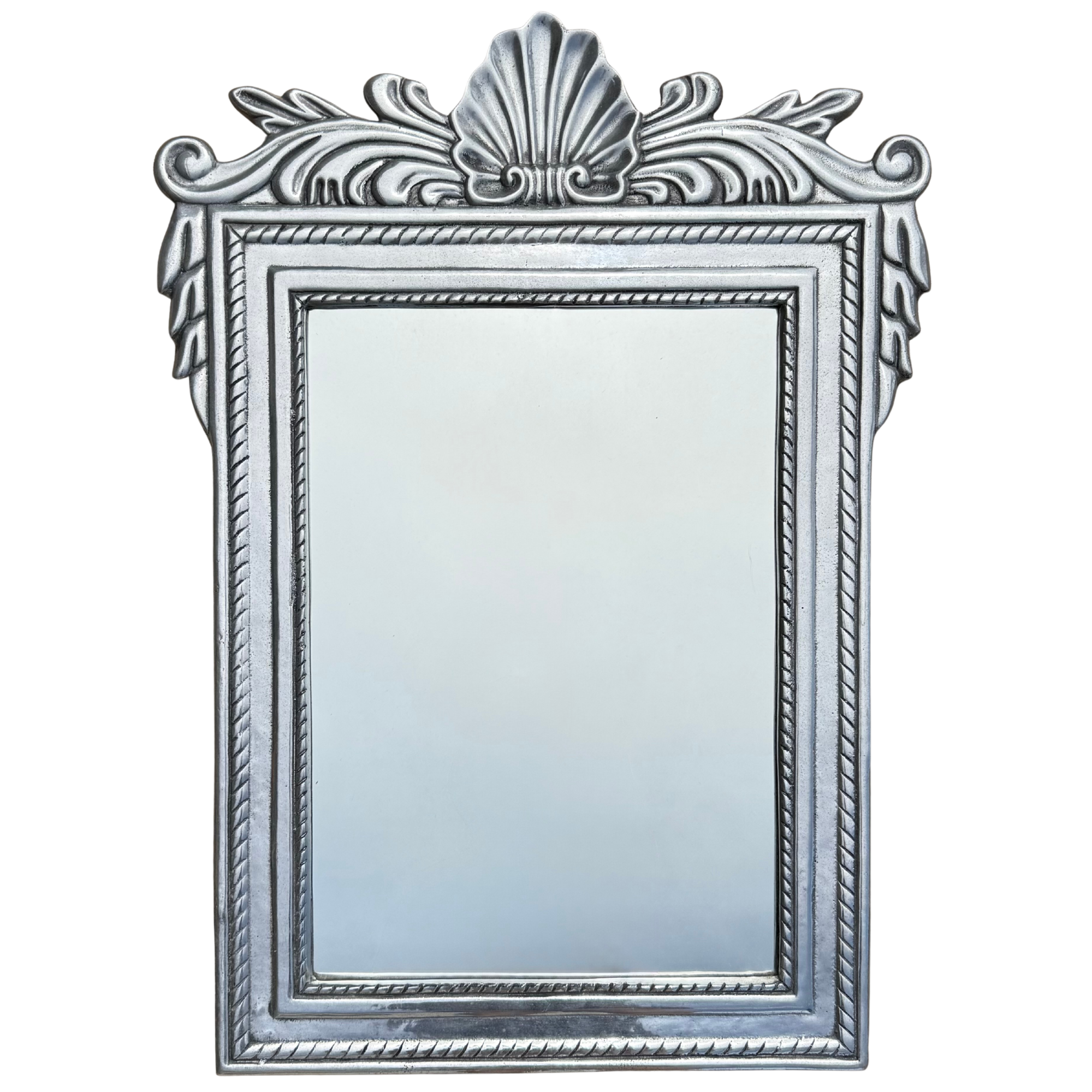 Vintage Regency Shell Pewter Mirror by Arte GianCarlo