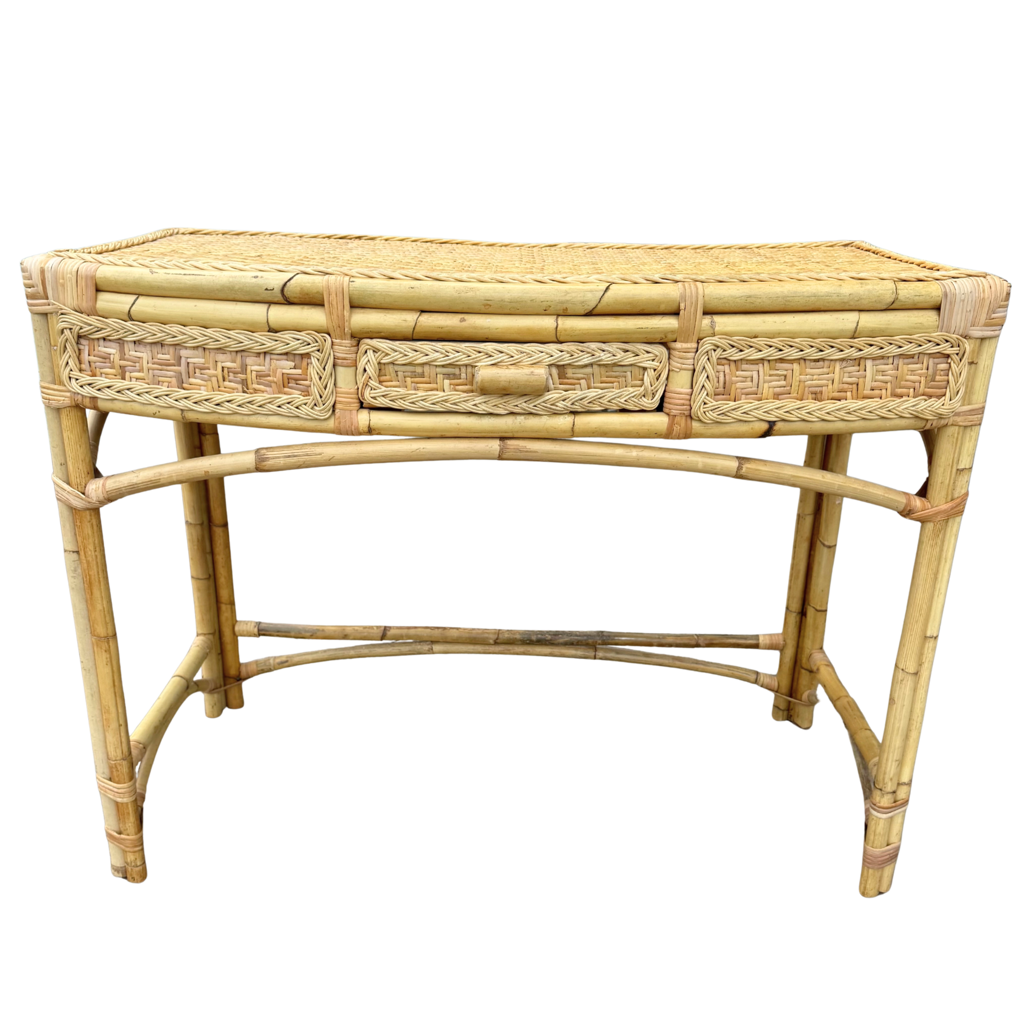 Vintage Braided & Woven Rattan Desk