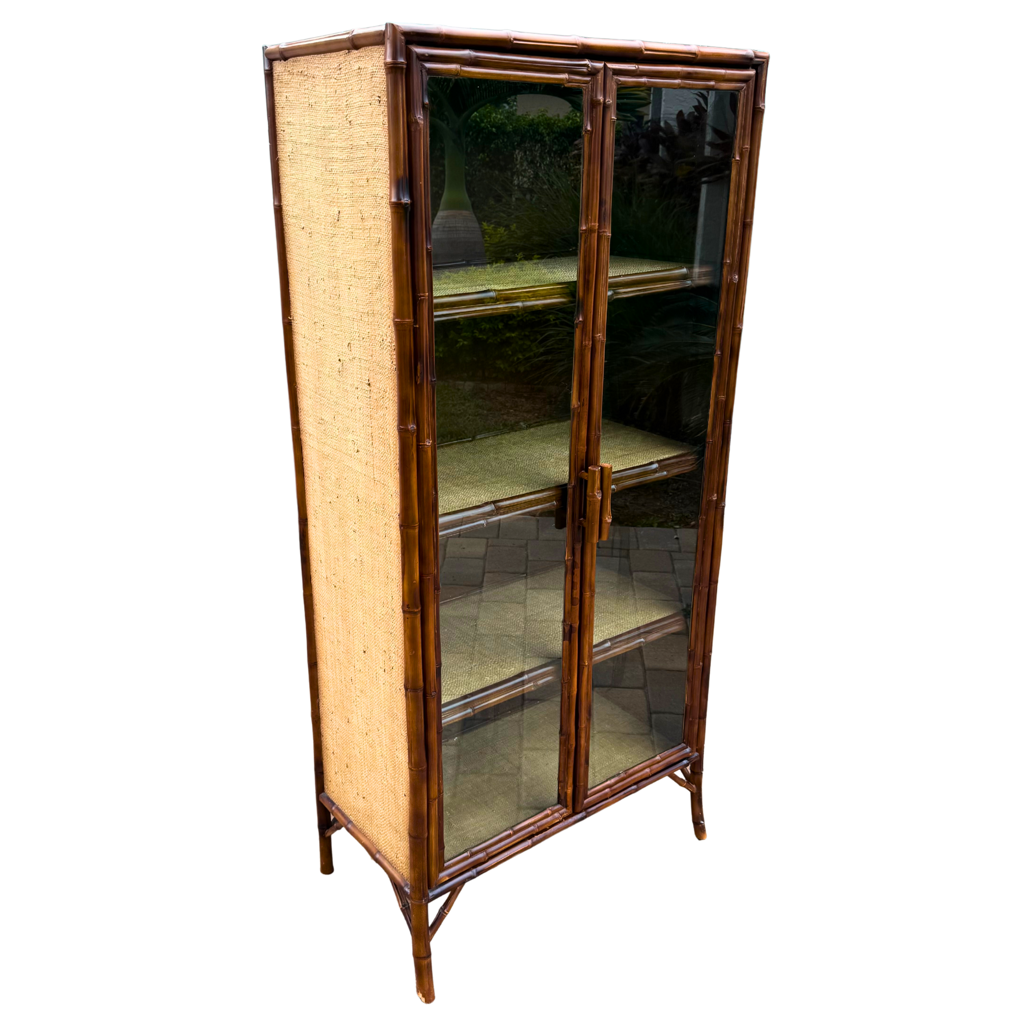Vintage Bamboo & Grass Cloth Cabinet