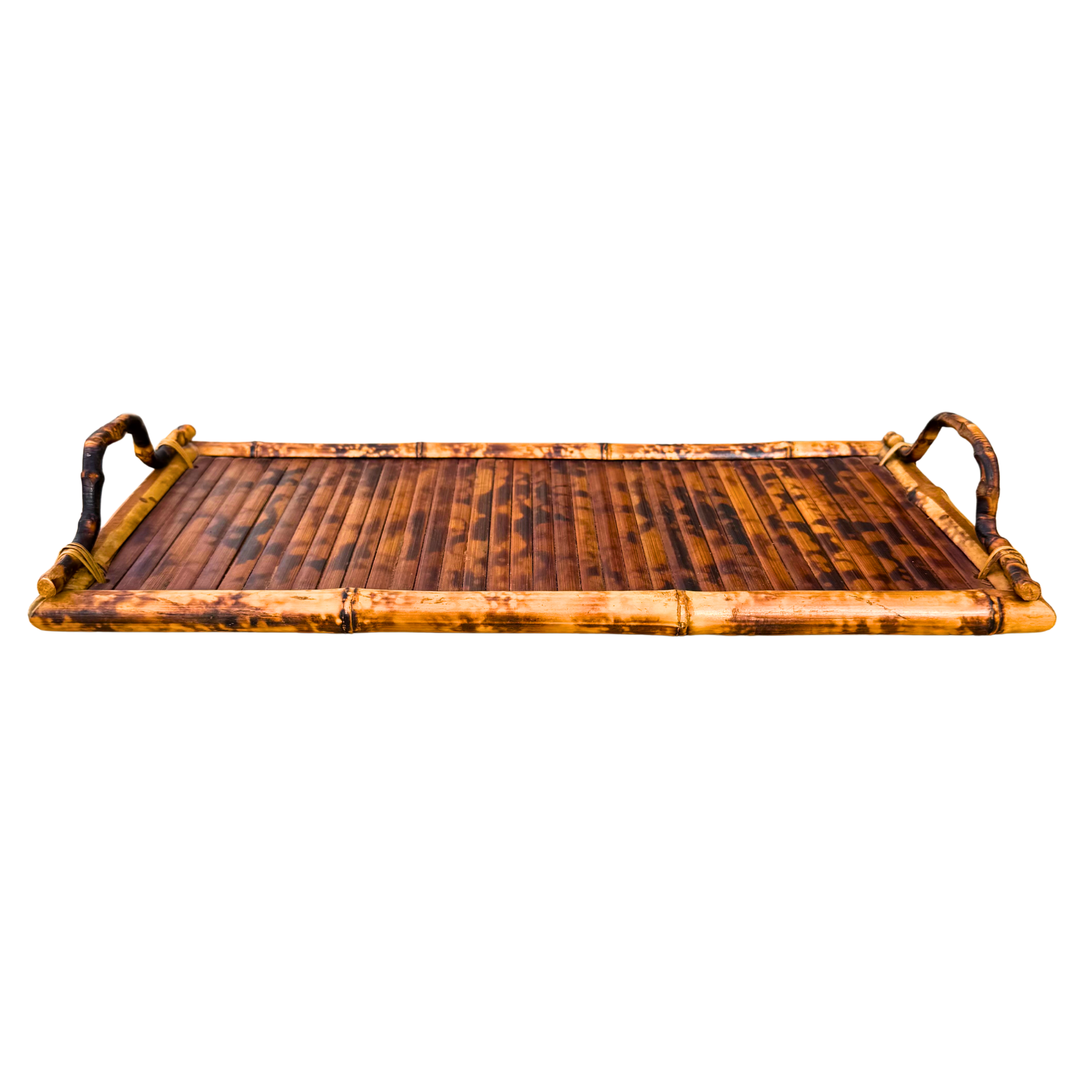 Vintage Burnt Bamboo Serving Tray